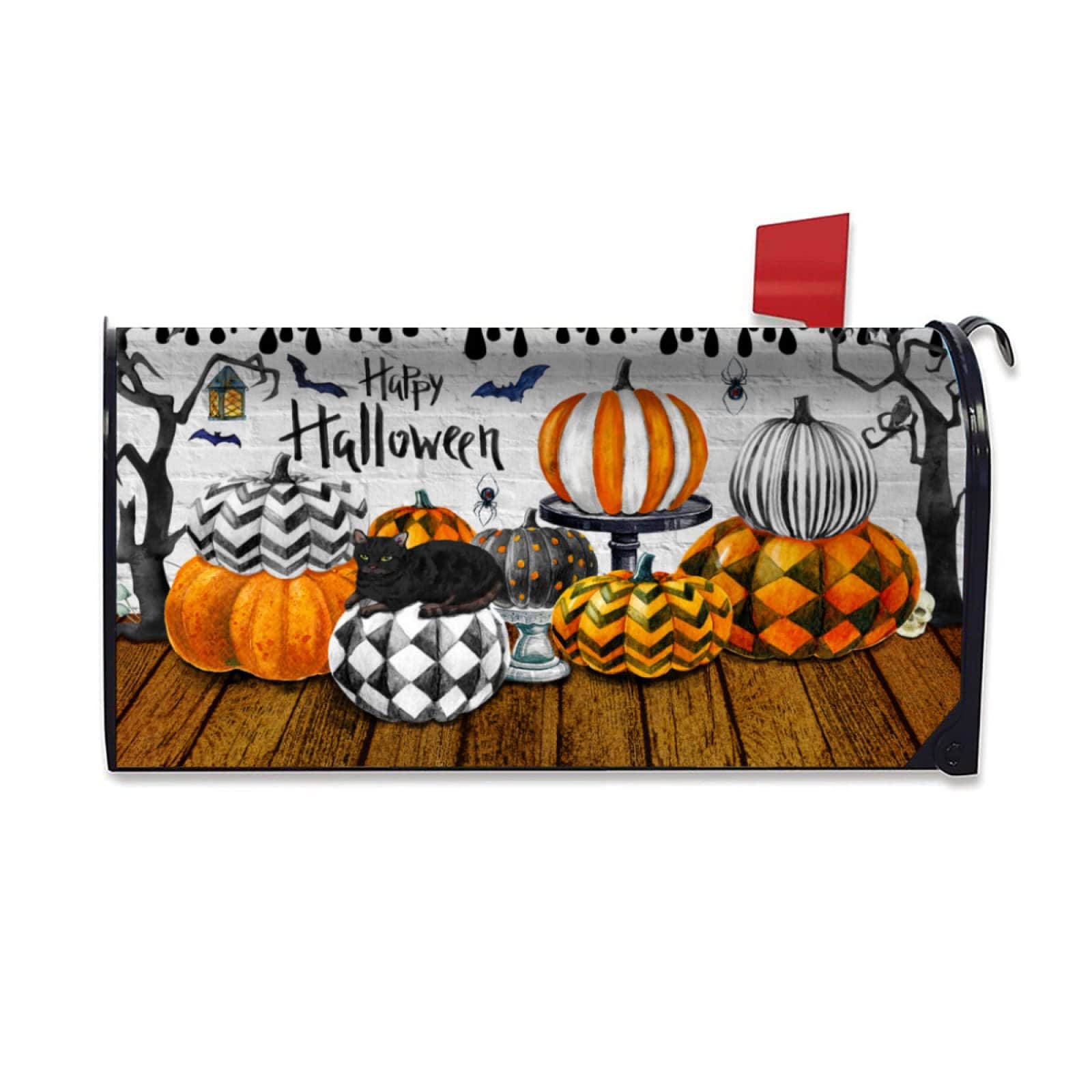 Phyfalip Fall Pumpkin Magnetic Mailbox Cover Decorative Waterproof Oxford Cloth Sunflower Maple Leaf Design for Outdoor Garden Yard Standard #LPF0619P074
