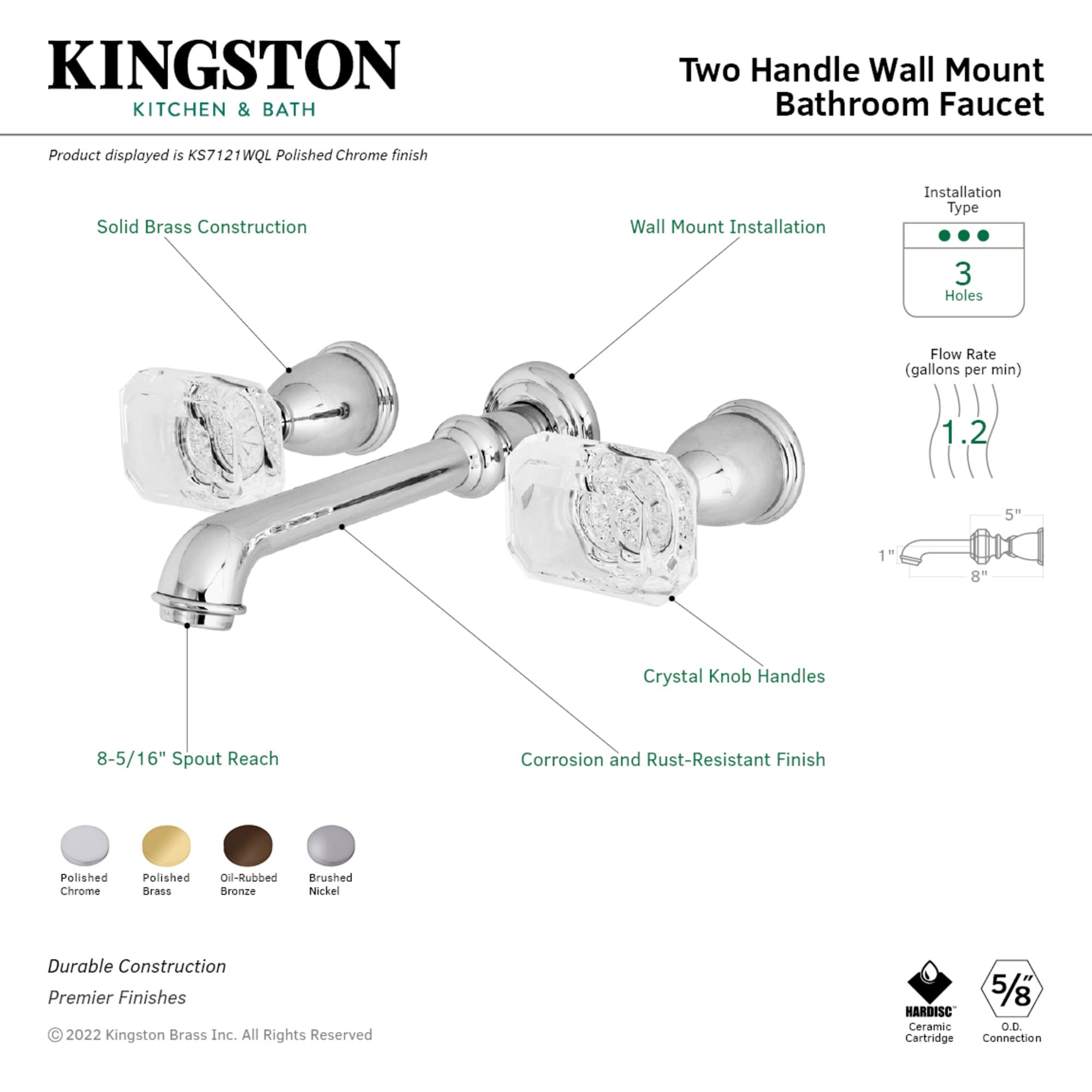 Kingston Brass WLKS7128WQL Lavatory-Faucets - View #2