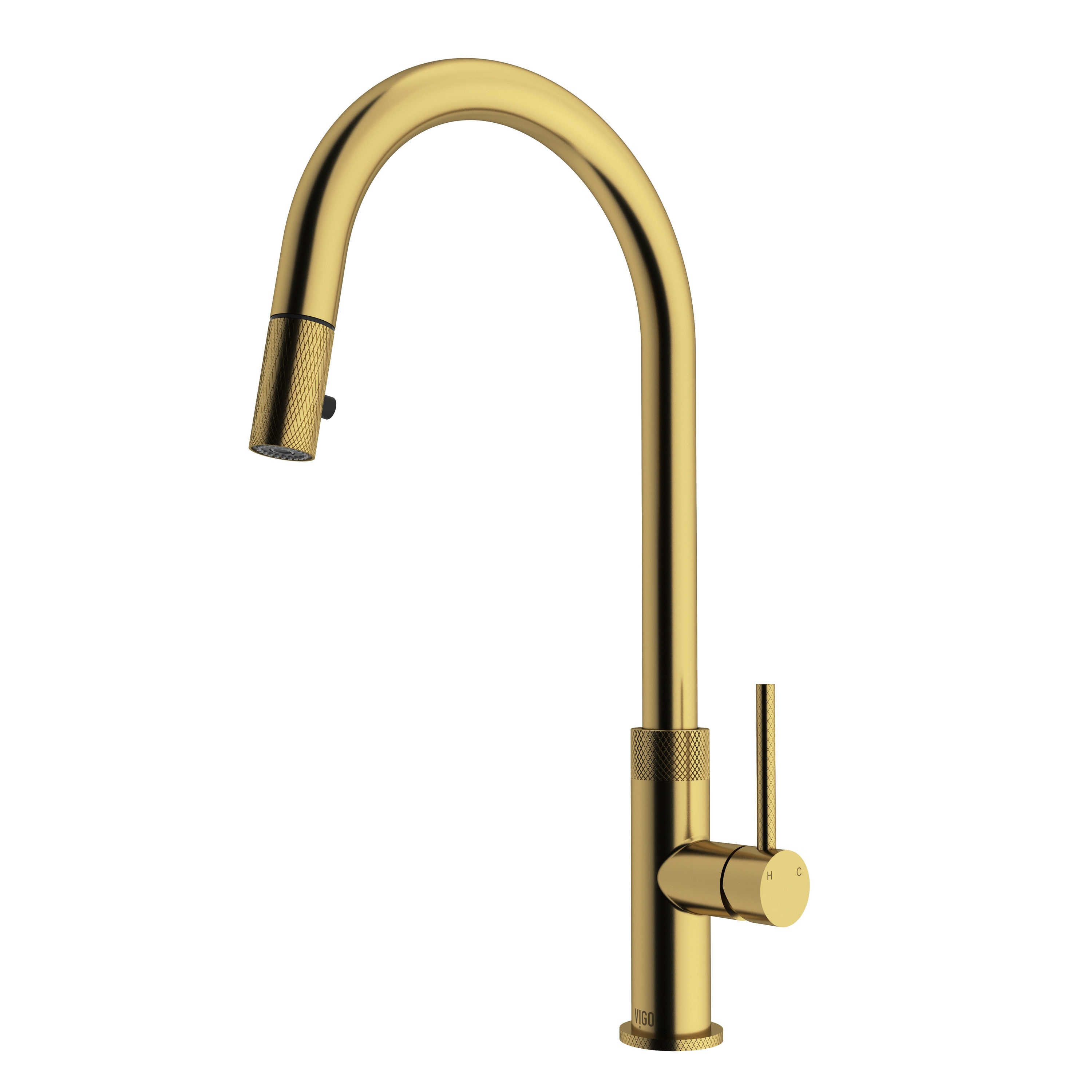 VIGO VG02033MG Bristol Matte brushed gold Single Handle Deck-mount Pull-down Kitchen Faucet with Sprayer