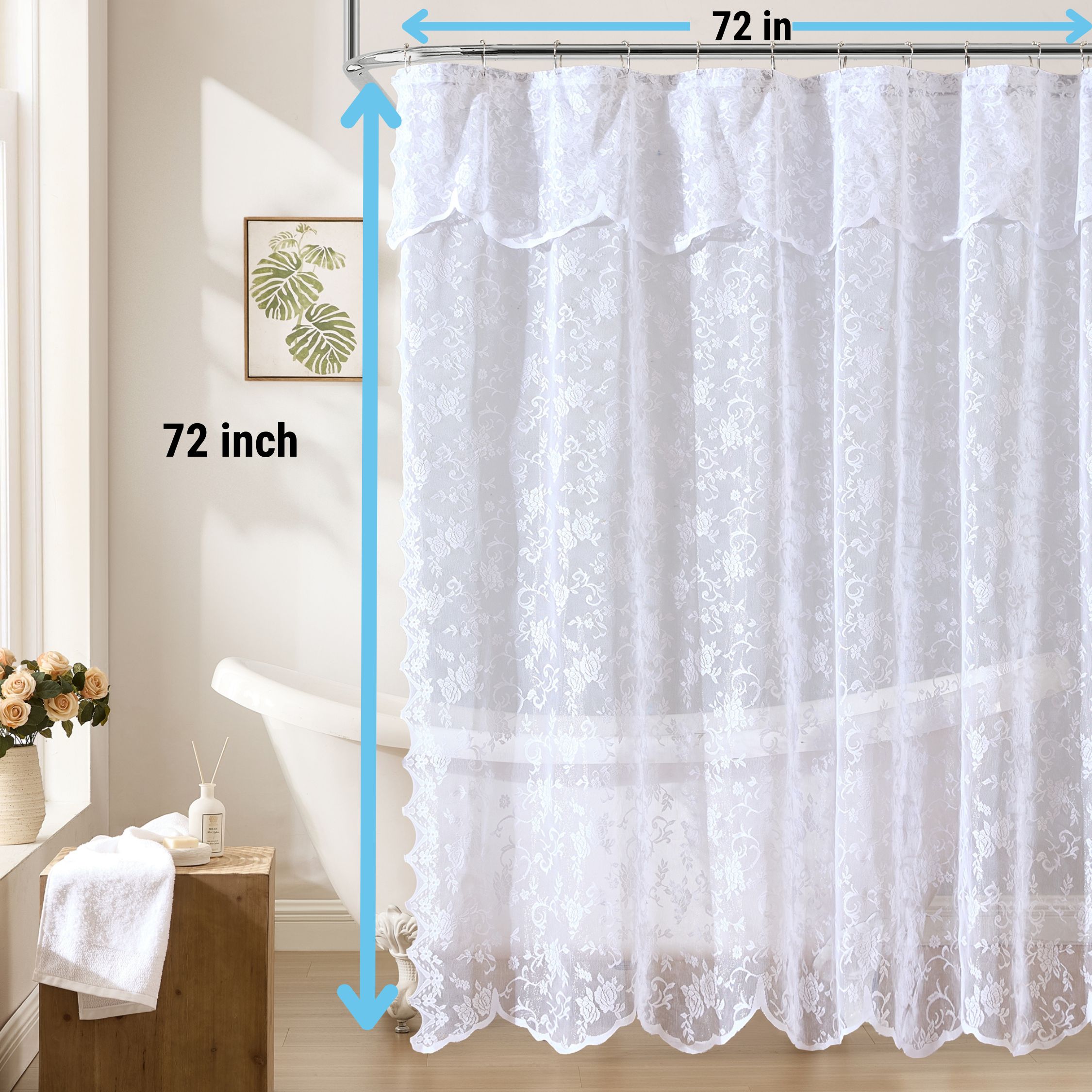 HLC.me HRPR-SHWR-72-WHT Shower-Curtains-Liners - View #3