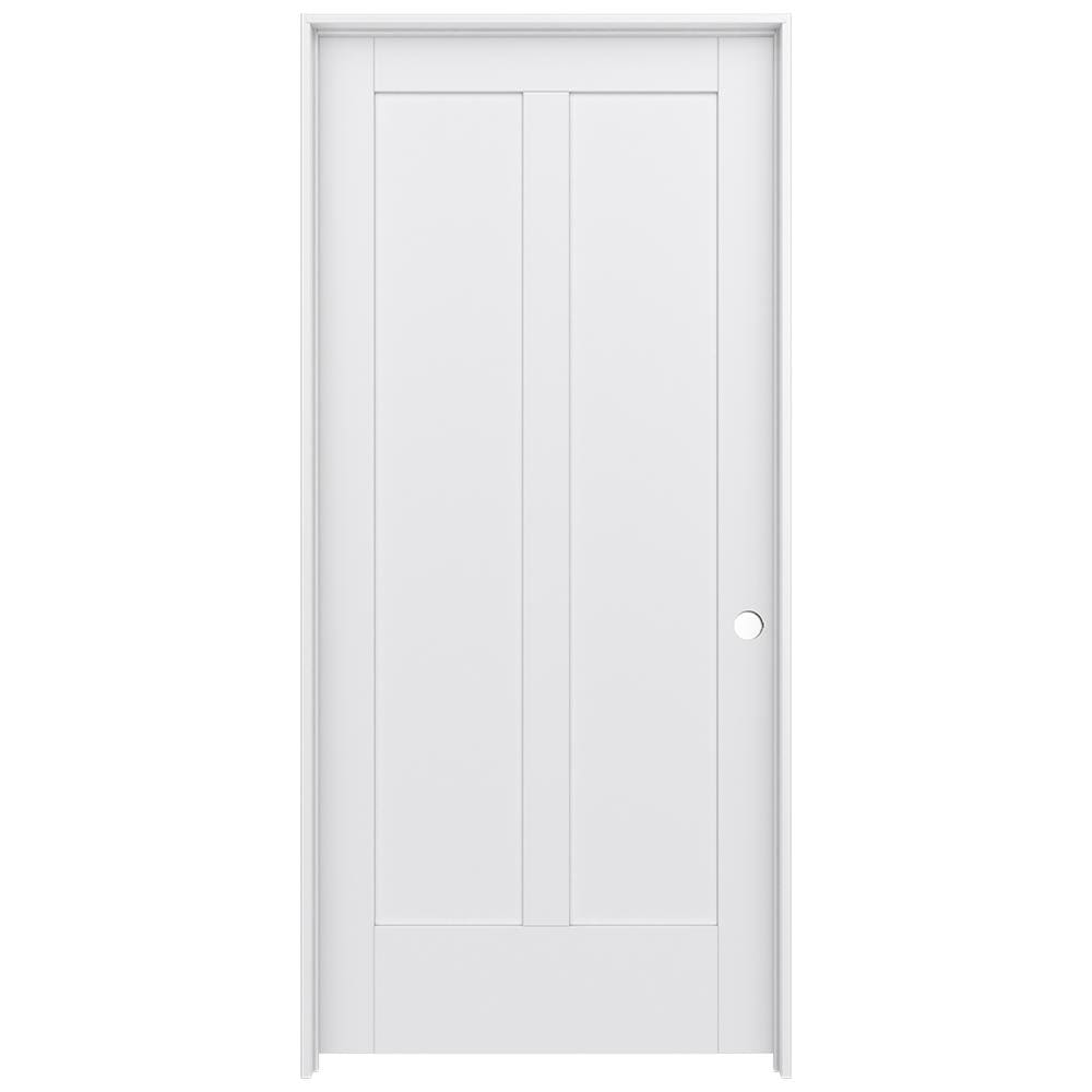 36-in x 80-in Solid Core 2-panel Square Left Hand Smooth Primed Mdf Flat Jamb Single Prehung Interior Door in White | - JELD-WEN LOWOLJW221100633