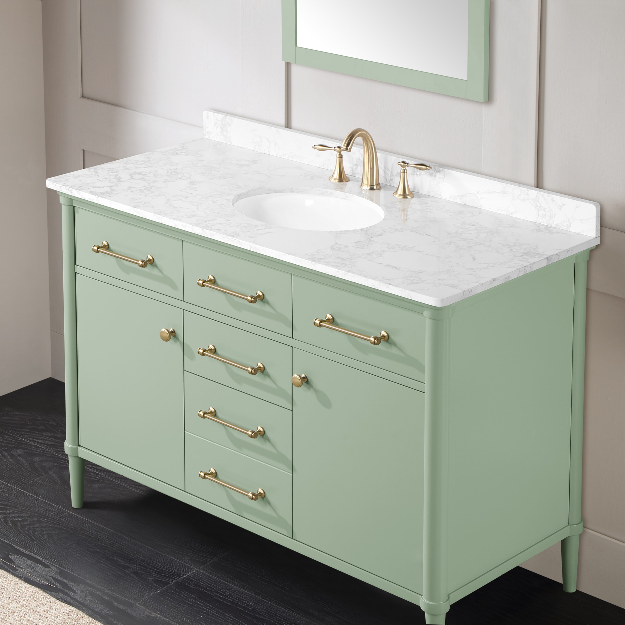 allen + roth Rian 48-in Sea Green Undermount Single Sink Bathroom ...