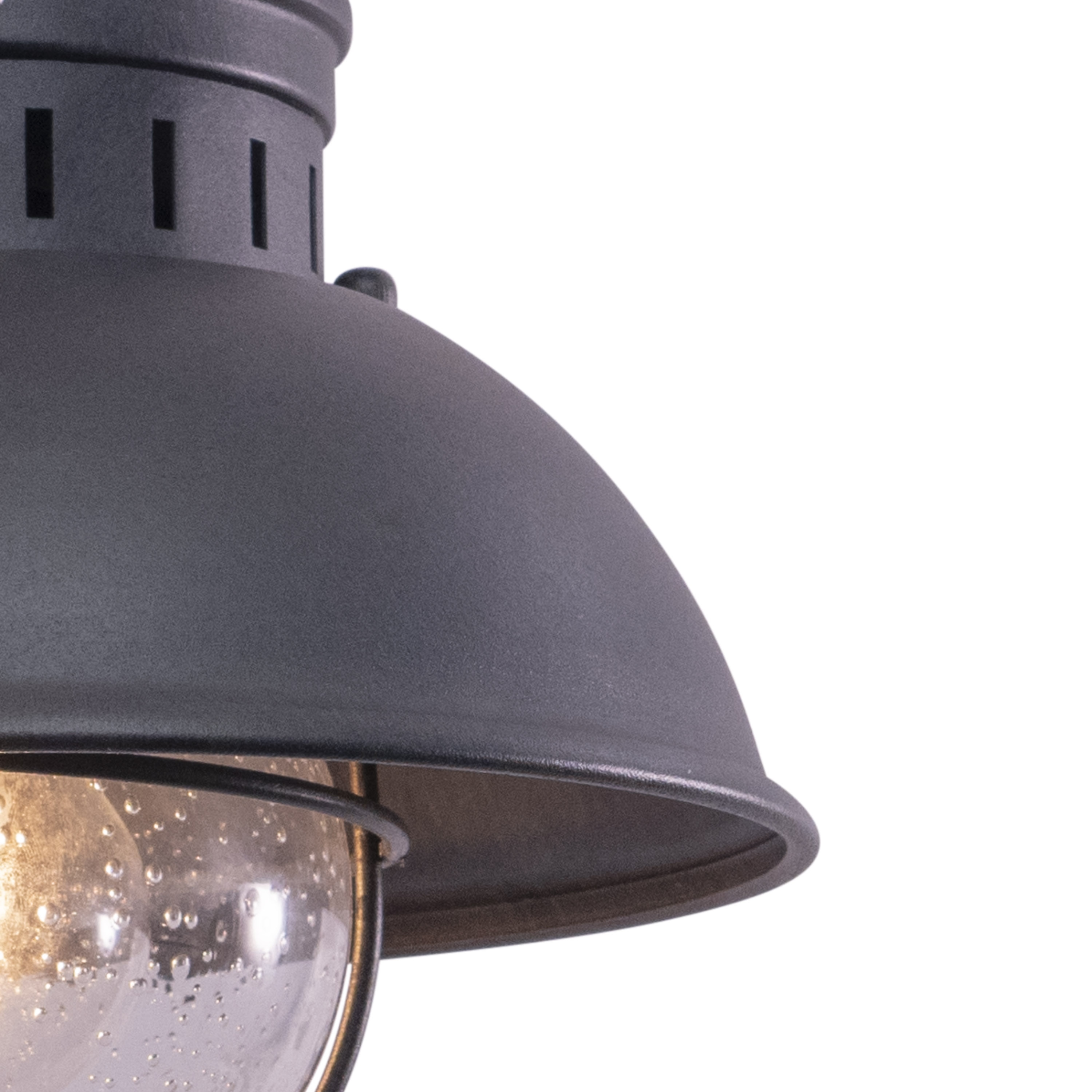 Harwich Textured Gray Coastal Globe Flush Mount with Seeded Glass