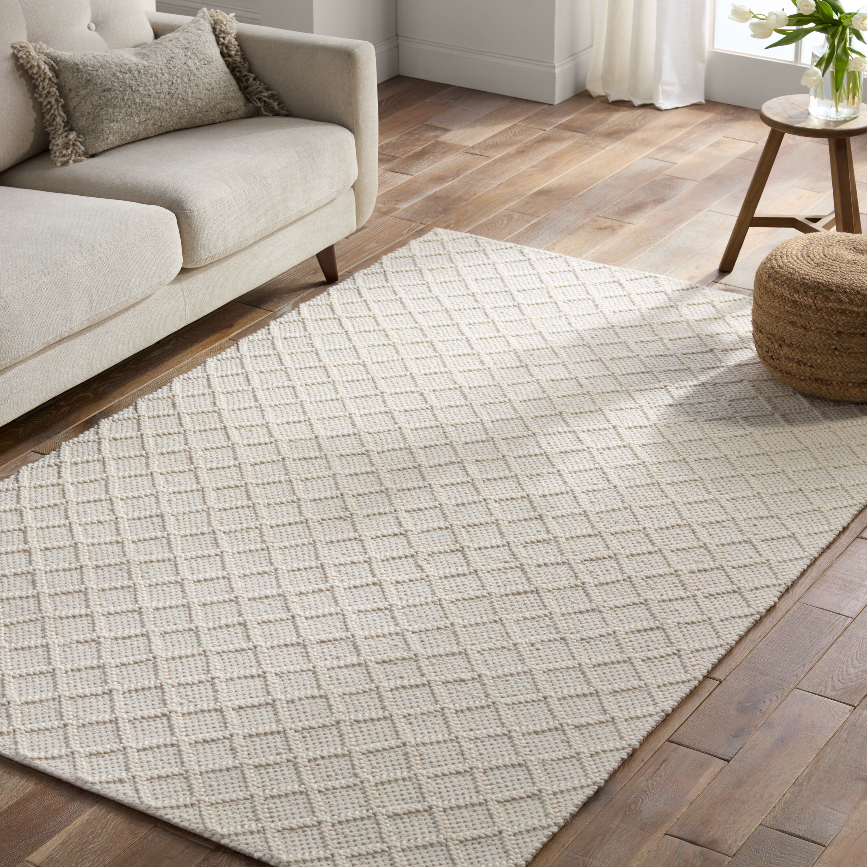 Jaipur Living BRG159331 Kira 8 x 10 (ft) Wool White Rectangular Indoor Trellis Area rug
