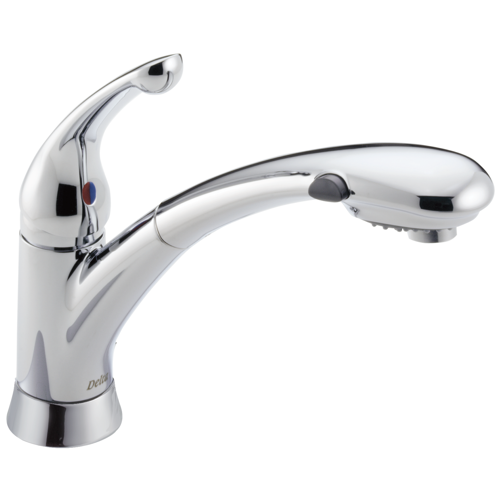 Delta 470-DST Signature Chrome Single Handle Deck-mount Pull-out Kitchen Faucet with Sprayer ( Deck Plate Included )