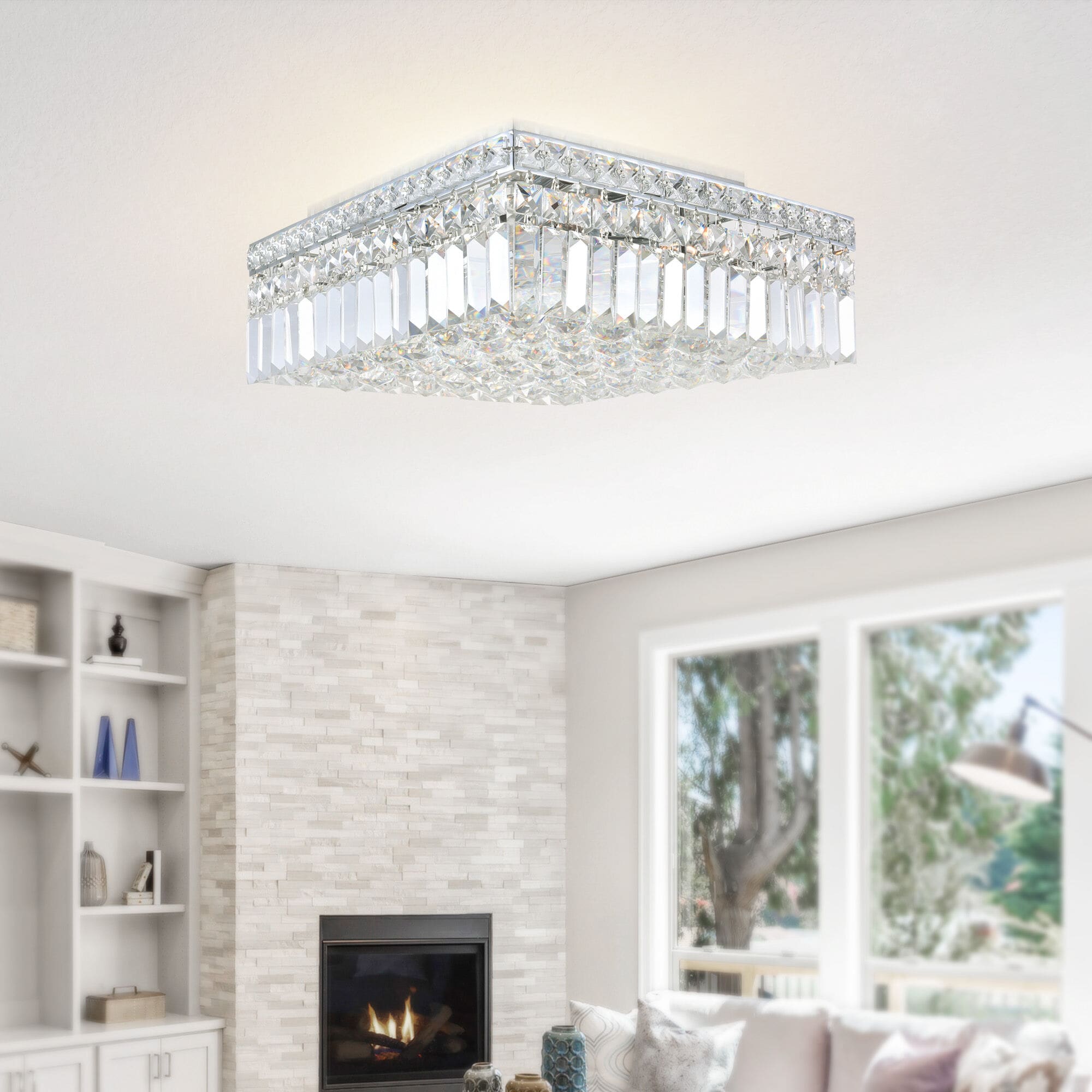 CWI Lighting 8005C14C-S Colosseum 5-Light 14-in Chrome Flush Mount Light