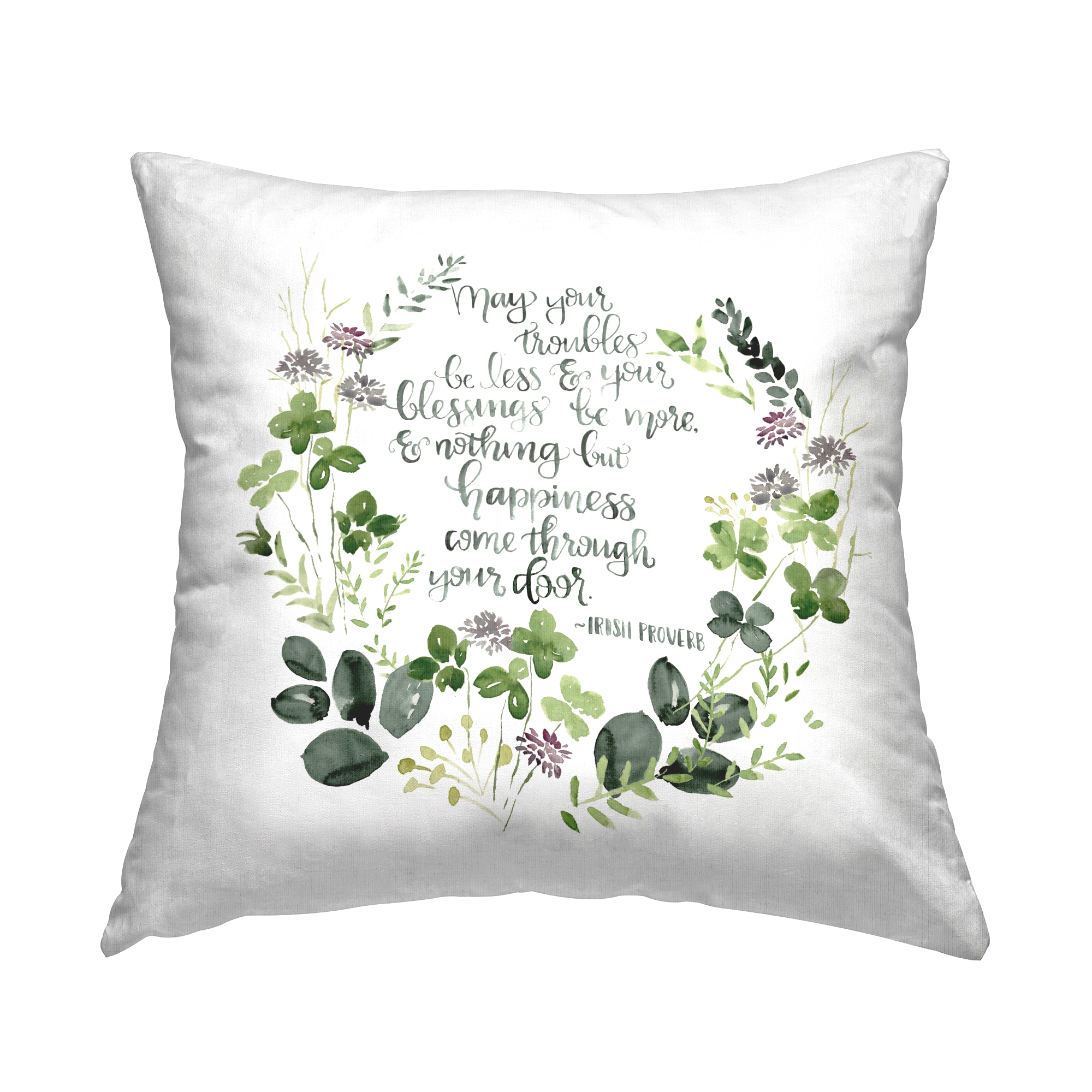 Stupell Industries PLA-803-SQW-18X18 18-in x 18-in Green Square Indoor Decorative Pillow