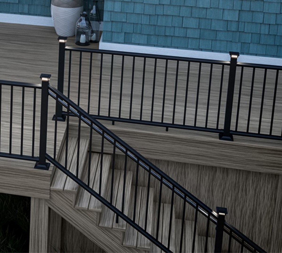 Deckorators Classic aluminum 8-ft x 2.25-in x 3-ft Matte Black Aluminum Deck  Stair Rail Kit in the Deck Railing Systems department at