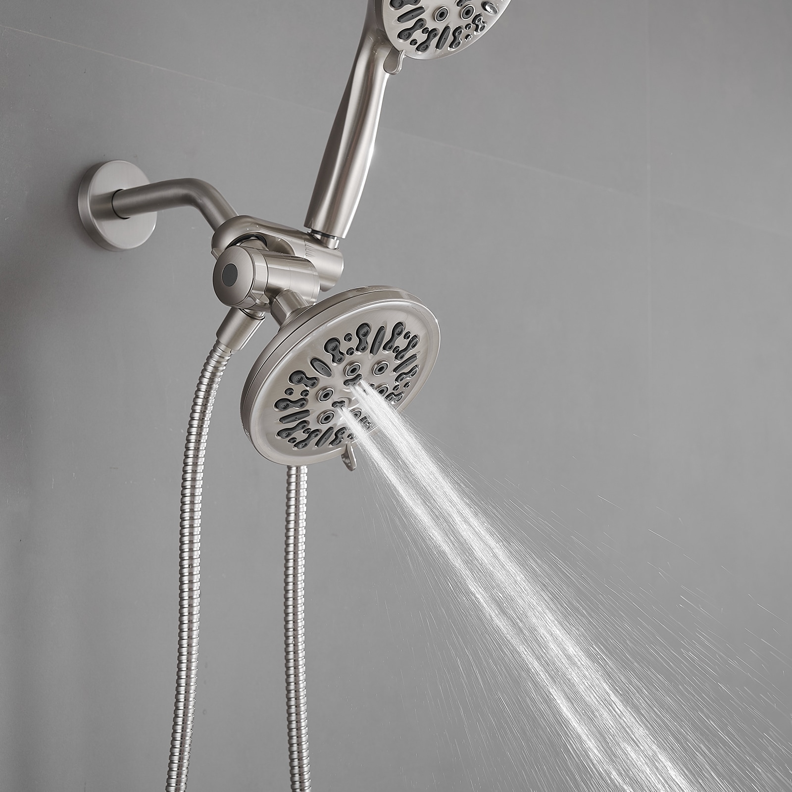 Brushed Nickel Dual Function Handheld Rain Shower Faucet Set