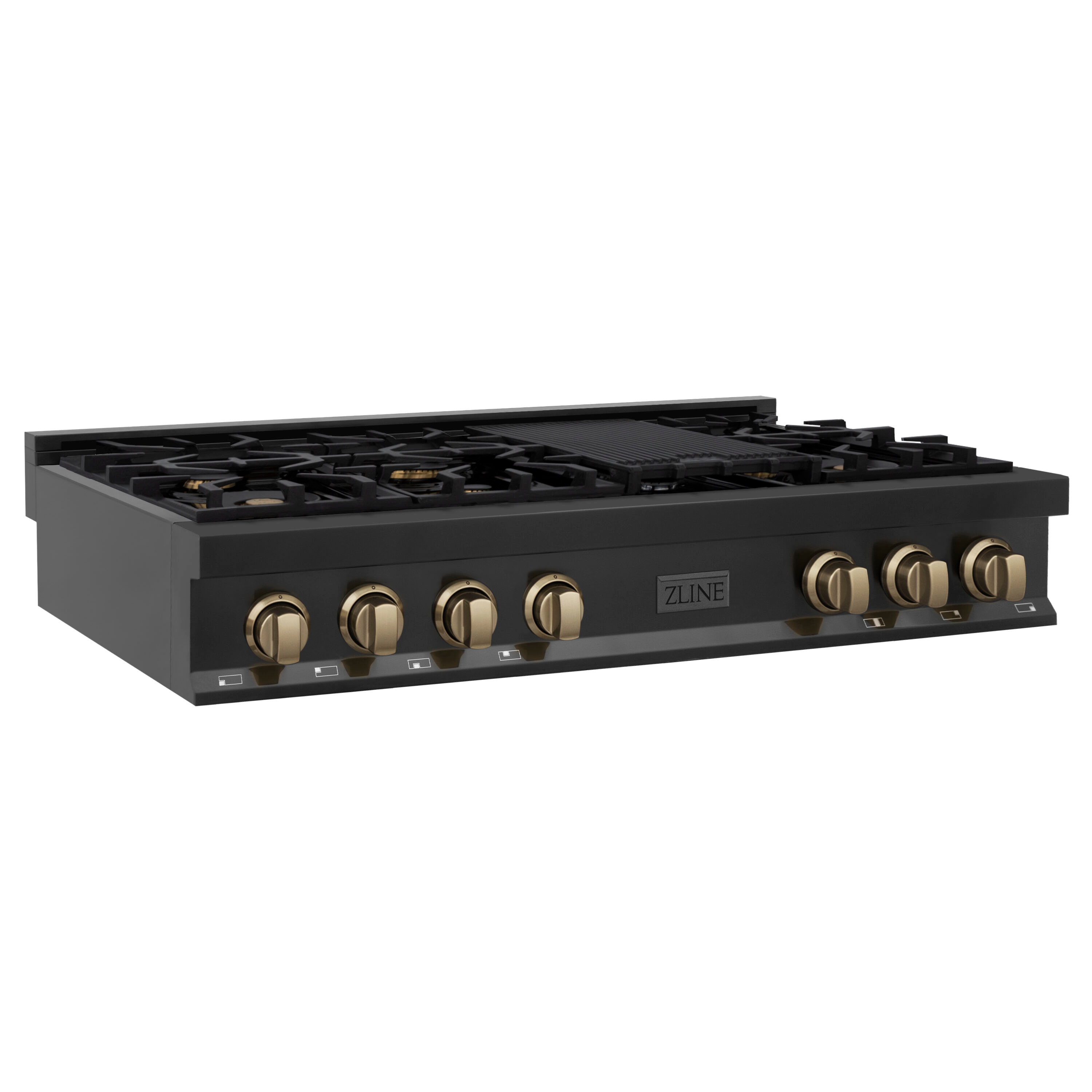 ZLINE KITCHEN & BATH RTBZ-48-CB Professional Autograph Edition 48-in 7 burners Black Stainless steel Gas Cooktop (Griddle Included)