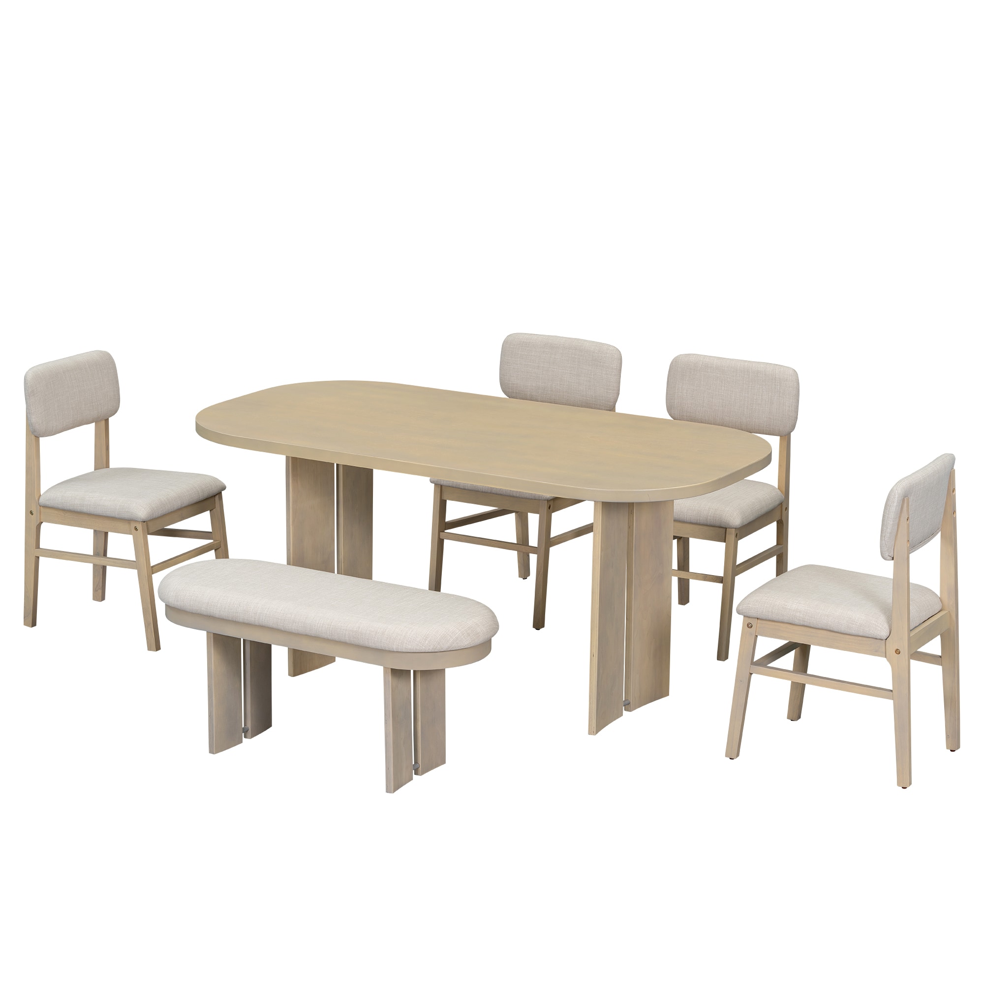 SINOFURN SYA010609YL Natural Contemporary/Modern Dining Room Set with Rectangular Table ( Seats 6 )