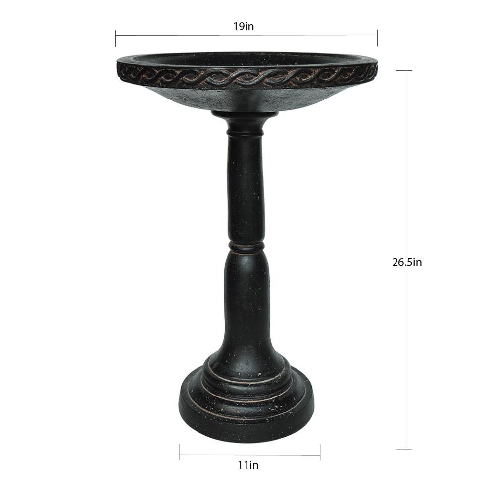 MPG Planters Bird Bath 26.5-in H Aged Charcoal Stone Complete Birdbath ...