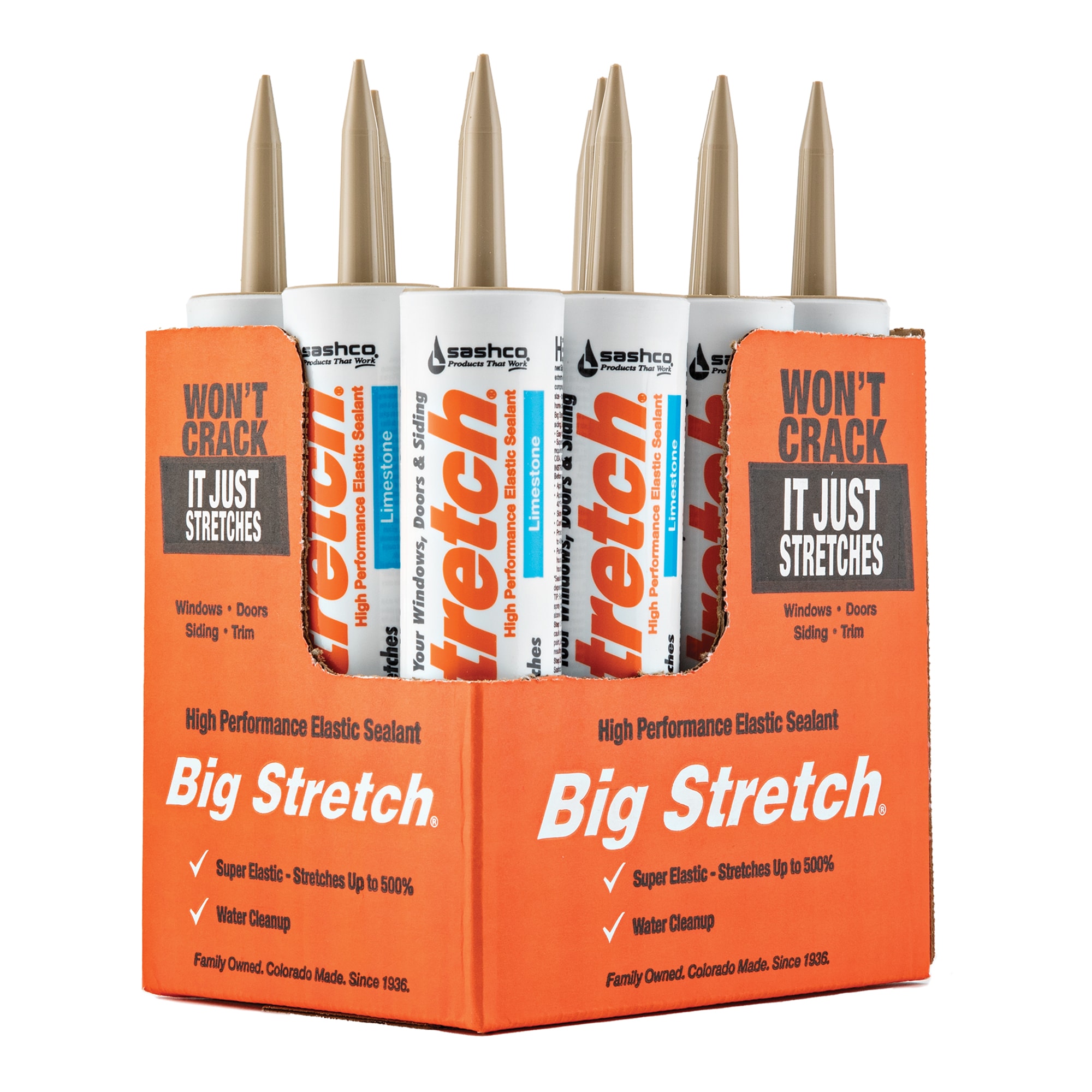 Sashco 10022 Big Stretch 12 -Pack 10.5-oz Window door Limestone Paintable Latex Caulk