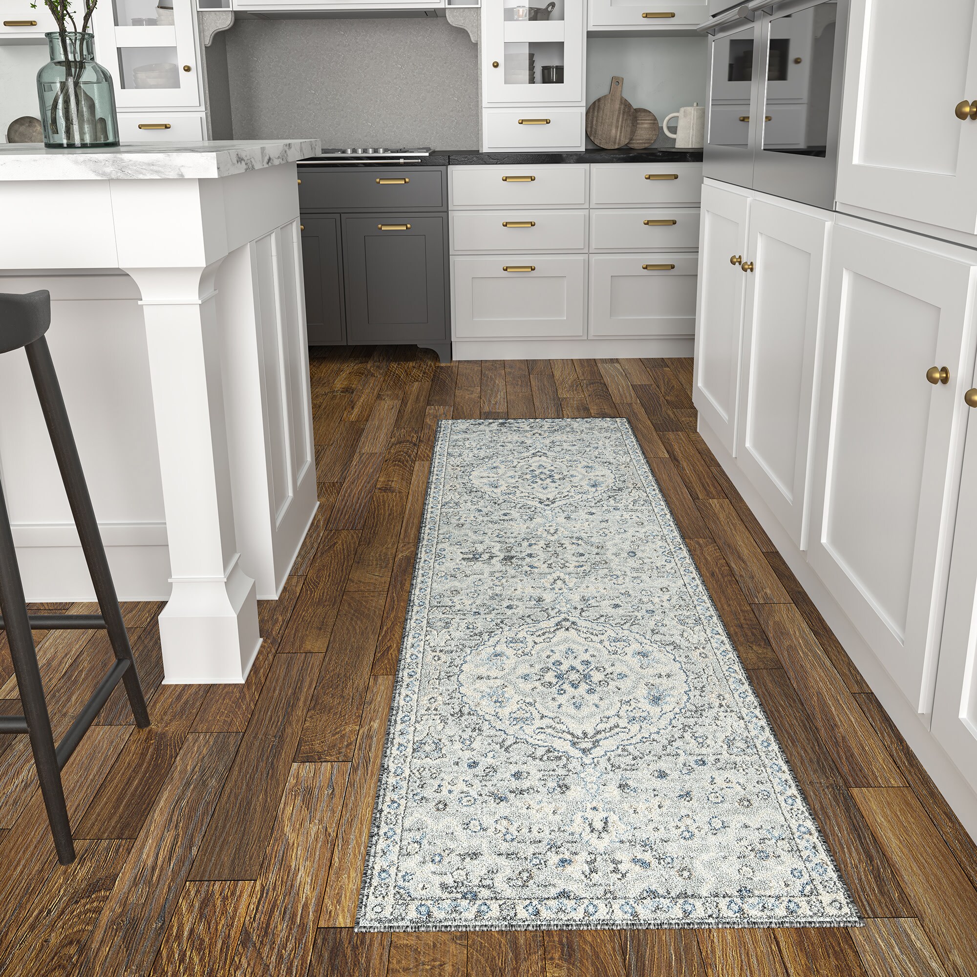 Tayse TUS1109 2X8 Tuscany 2 x 8 (ft) Loomed Polypropylene Gray Rectangular Indoor Runner rug