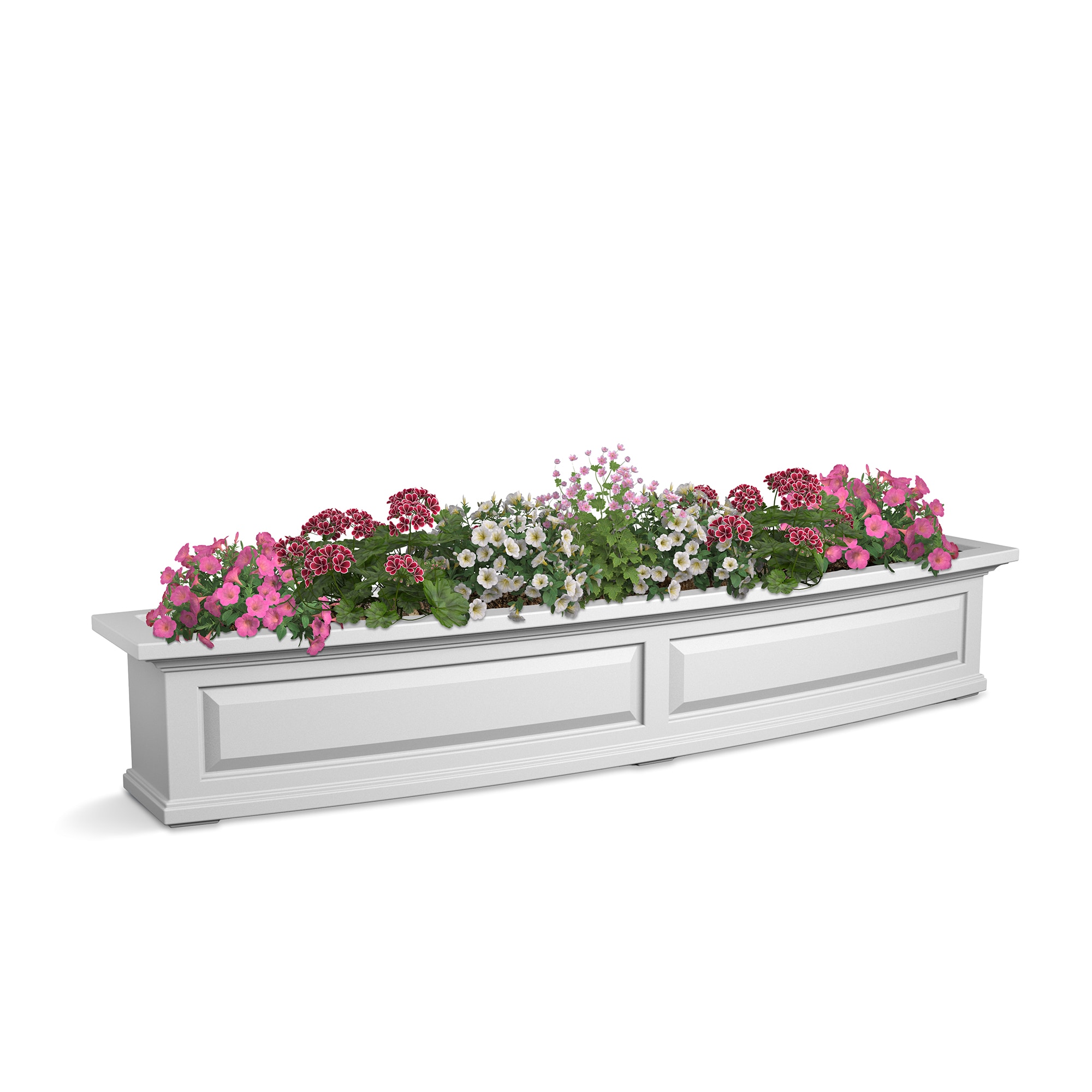 Mayne 4832-W Rectangle 60-Inches W Large White Plastic Outdoor Window box with Drainage Holes with Self Watering