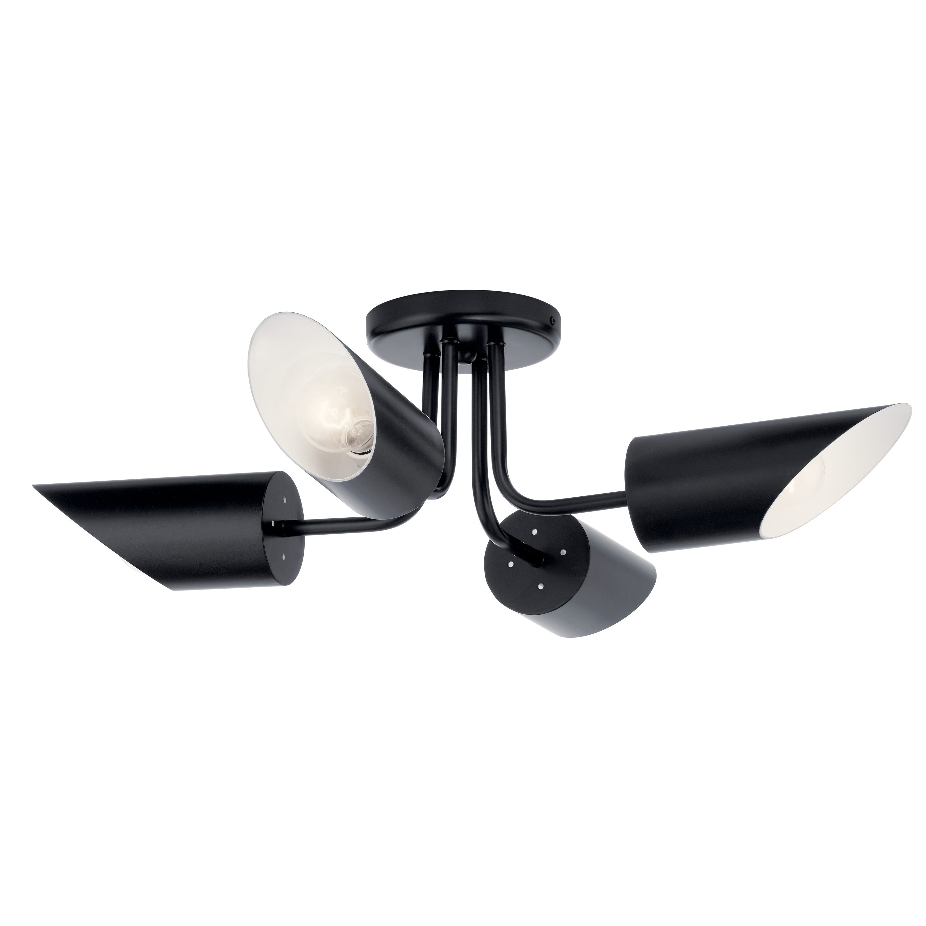 Kichler 52164BK Trentino 4 -Light 28-in Black Semi Flush Mount Light