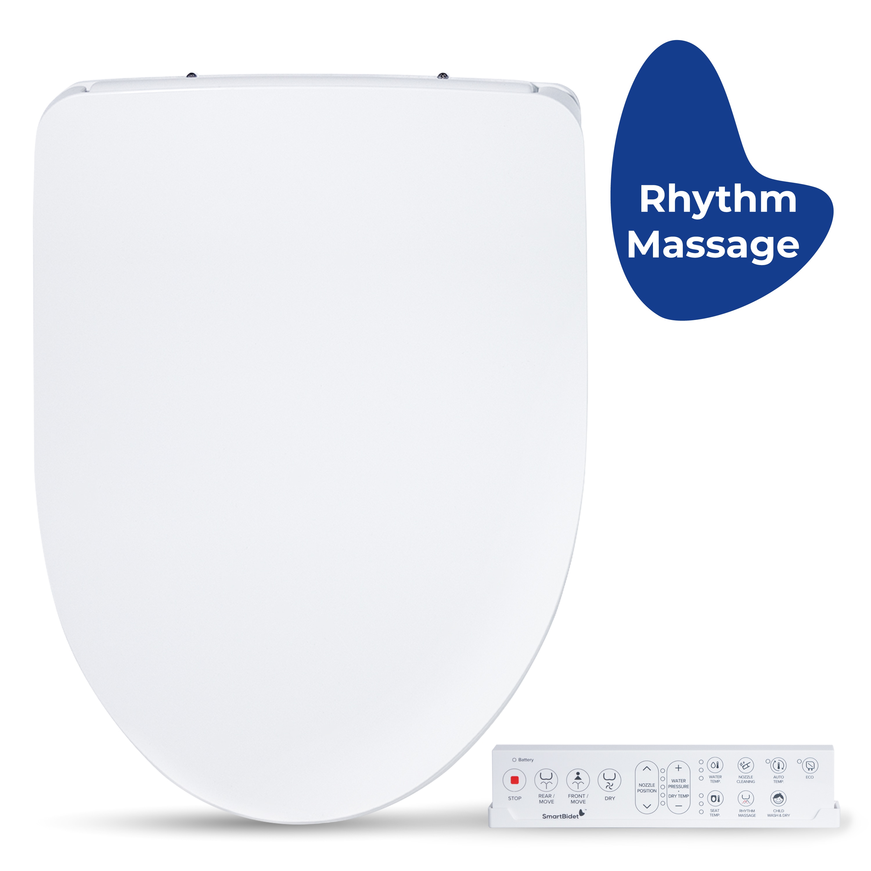 SmartBidet Plastic White Slow Close Feature Heated Bidet Function Toilet Seat