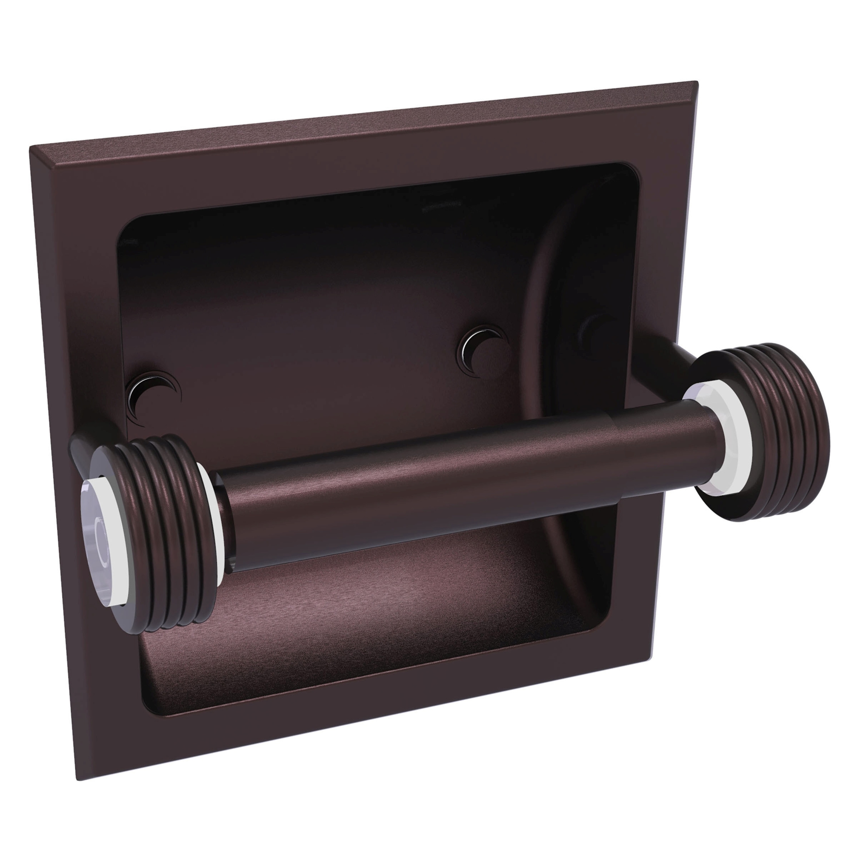 Allied Brass CV-24CG-ABZ Clearview Antique Bronze Recessed Double post Toilet Paper Holder 1 -Rolls with Storage