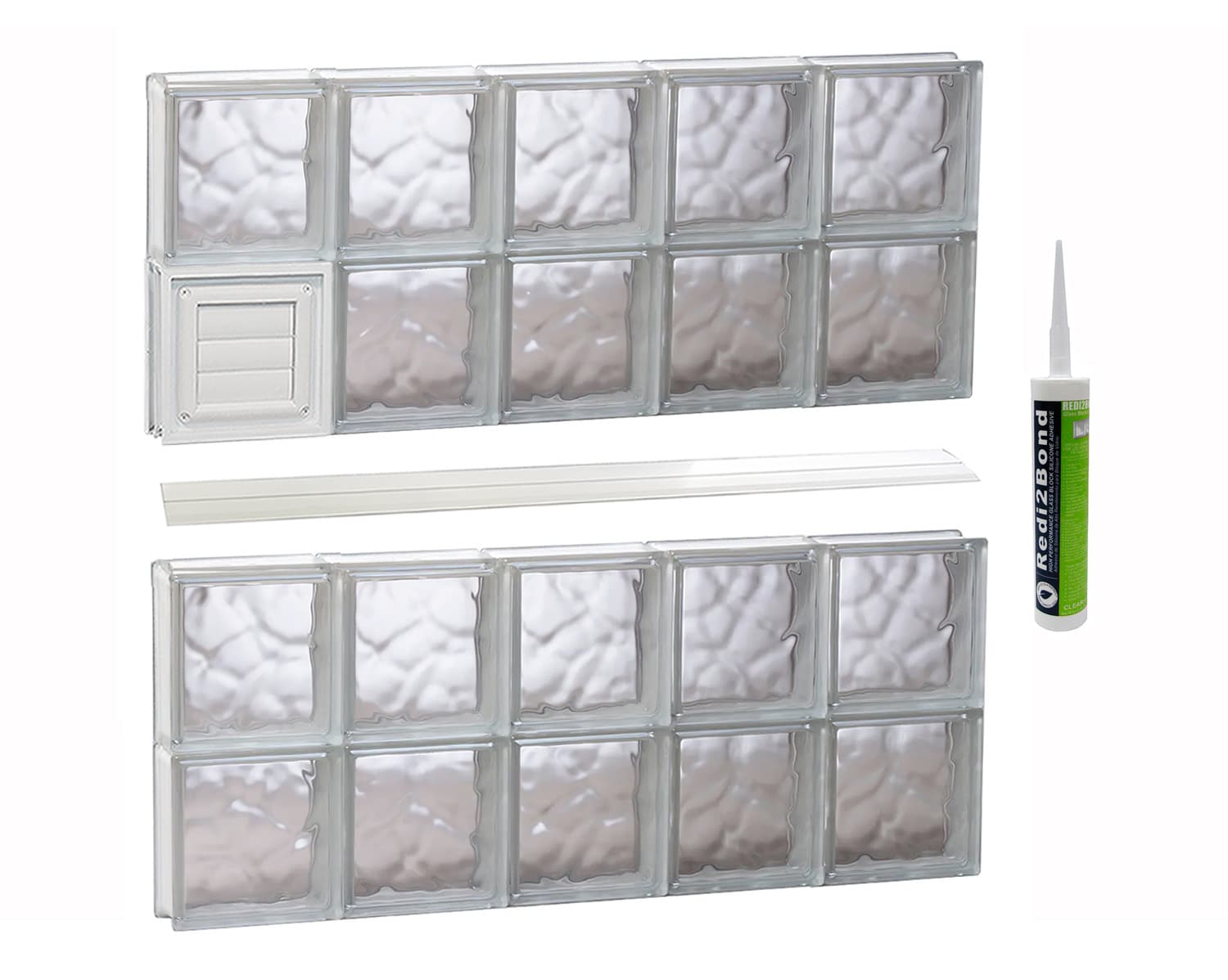 REDI2SET D4032DC Wavy Glass 38-3/4-in x 31-in Frameless Replacement Dryer vent Glass Block Window