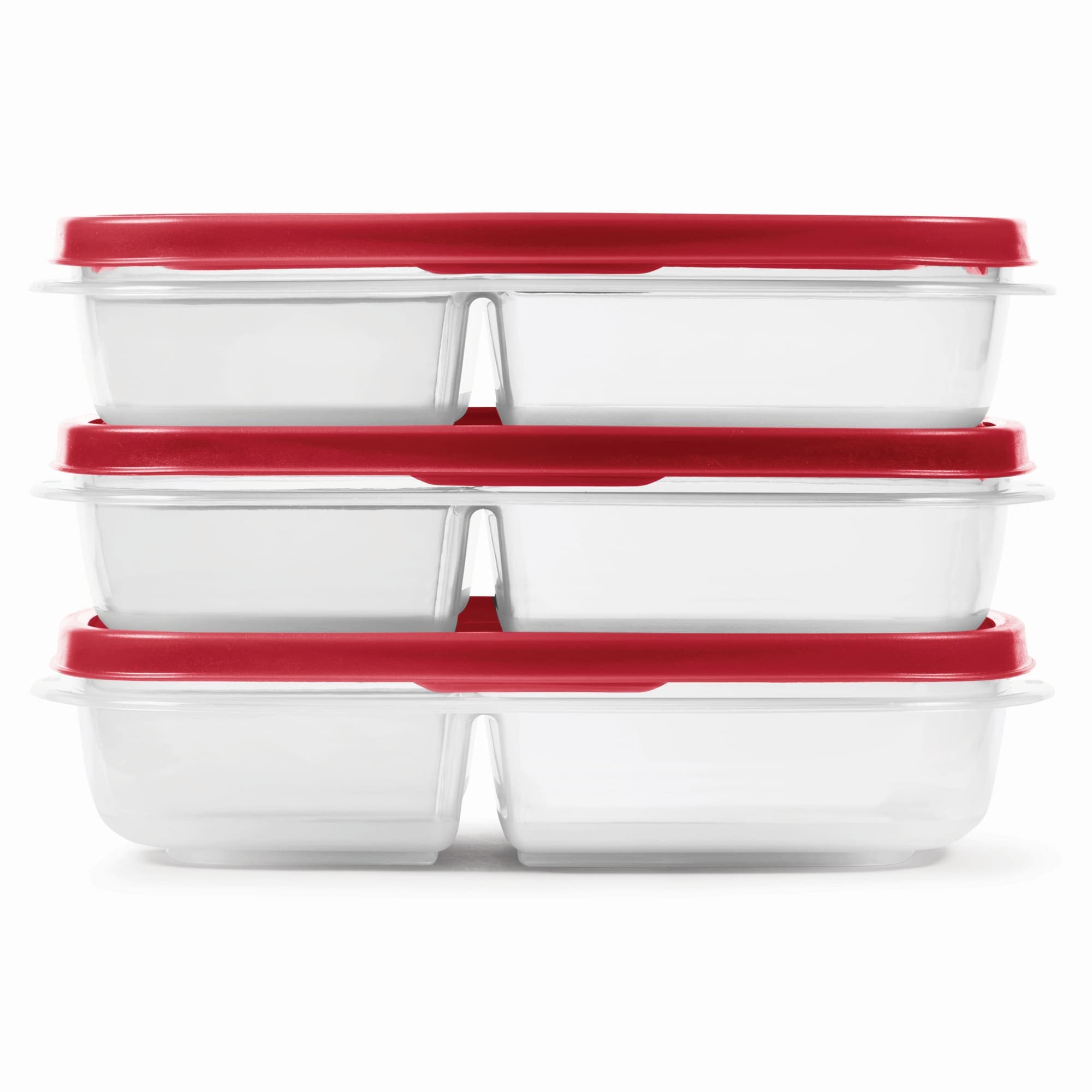 Rubbermaid Food Storage Container Set with Dividers 5.1 Cup Red Pack of 3 #2140711
