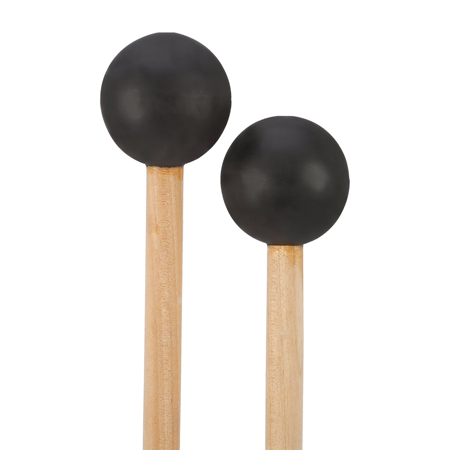 Aoibox  Pair of Bell Mallets for Glockenspiel and Xylophone Black Rubber Heads Maple Wood Handles 15 Inch Overall Length