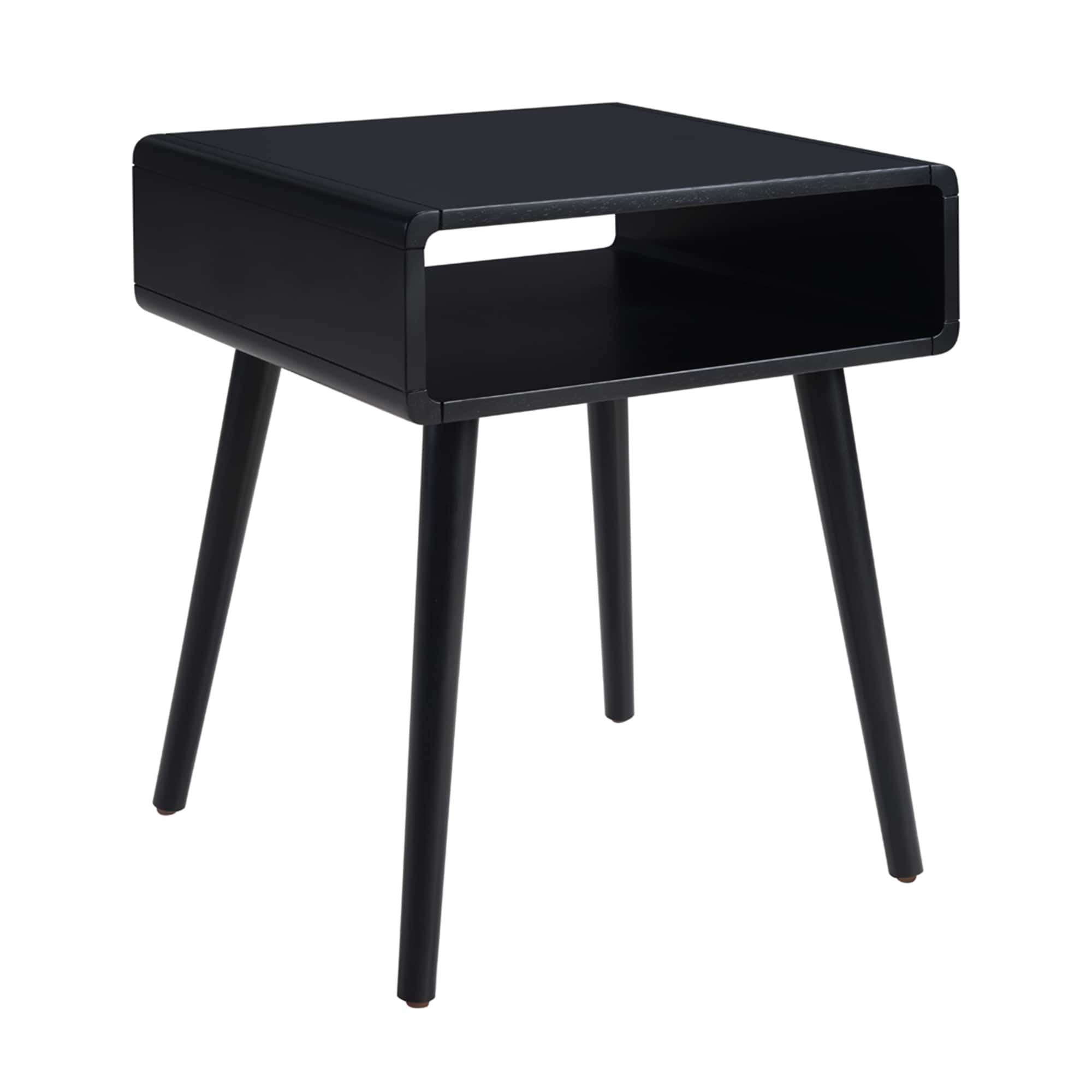 Convenience Concepts R6-370 18.75-in W x 24-in H Black Wood veneer Rectangular Midcentury End Table Assembly Required