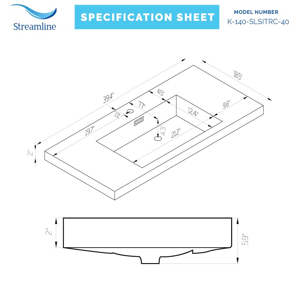 Streamline K-140-SLSITRC-40 Vanity-Tops - View #6