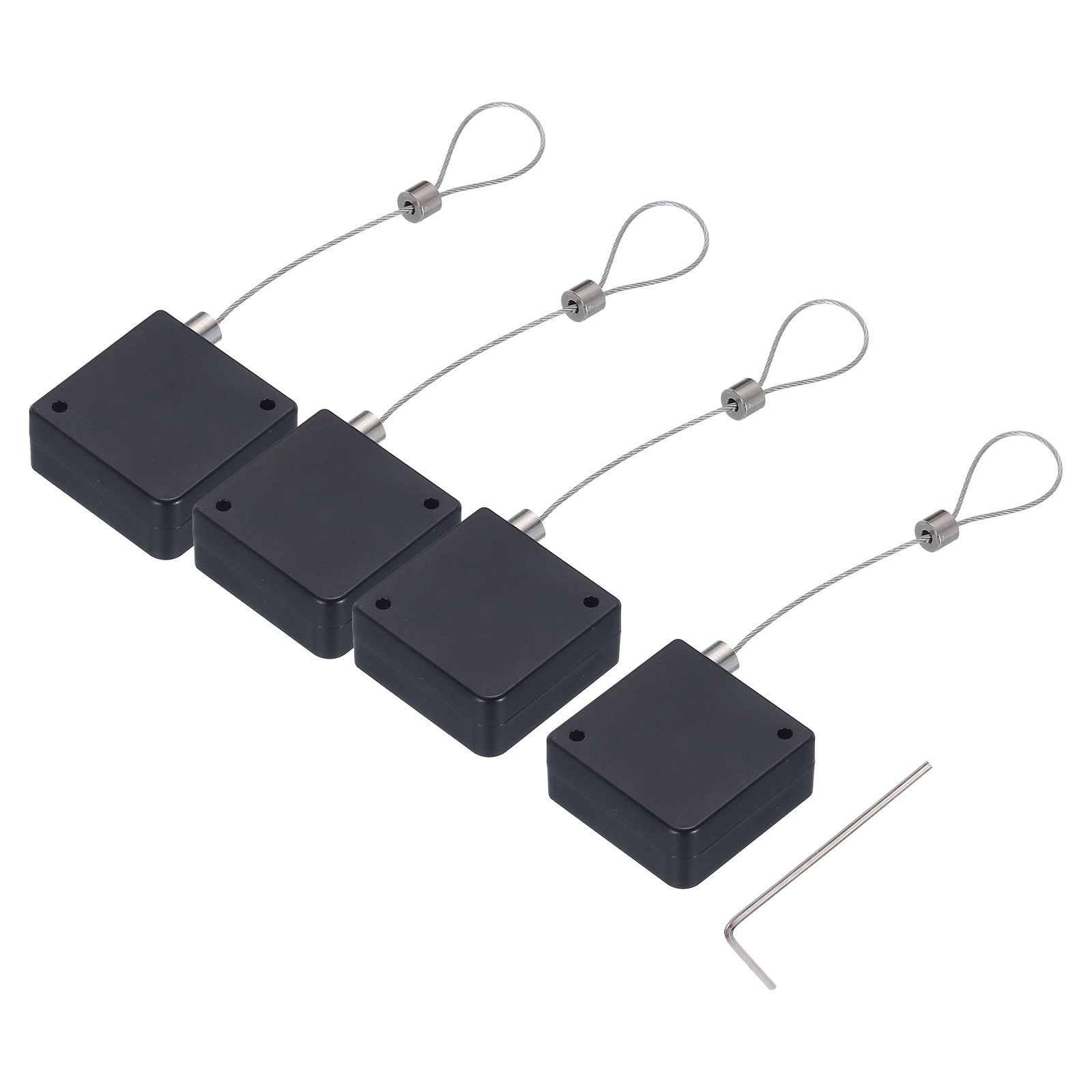 Unique Bargains Retractable Cable Lock with Double-Sided Adhesive Slow Remote Control Security Lock for TV DVD Showroom Remote 600g 4 Sets Black