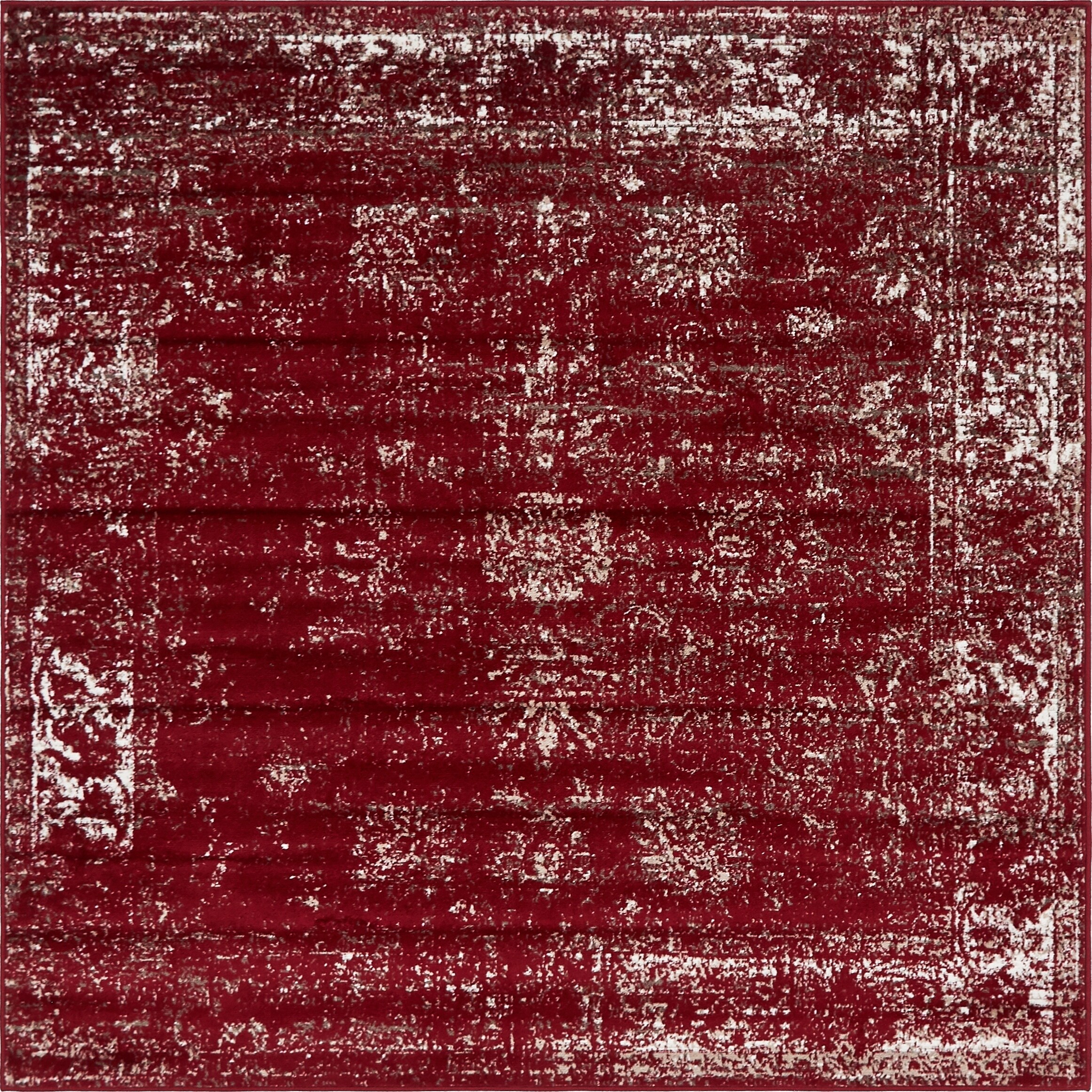 Burgundy Synthetic Square Stain-Resistant Easy-Care Rug