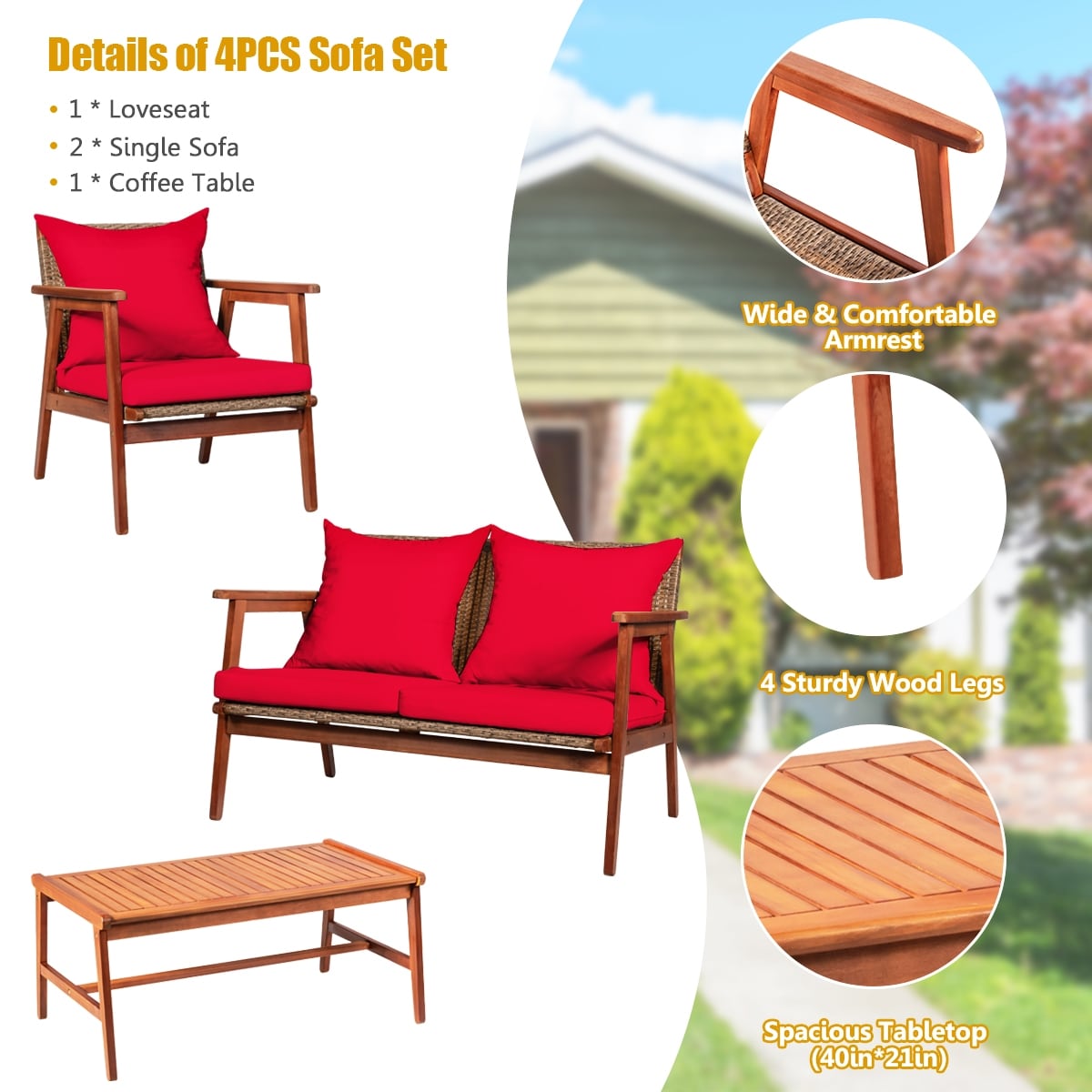 WELLFOR OUS66517RE+ Patio-Conversation-Sets - View #7