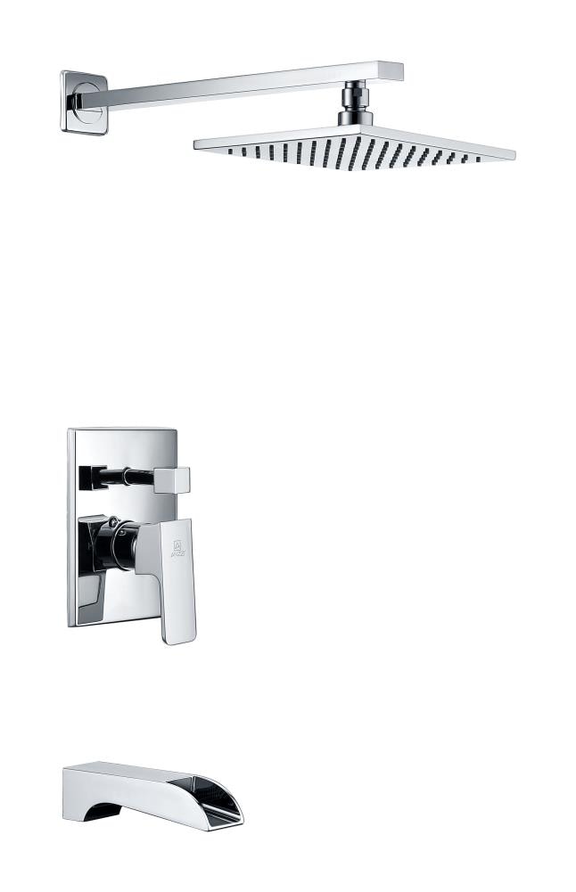 ANZZI SH-AZ037 Mezzo Polished chrome 1-handle Single function 7.99-Inches Square Bathtub and shower Faucet with Valve