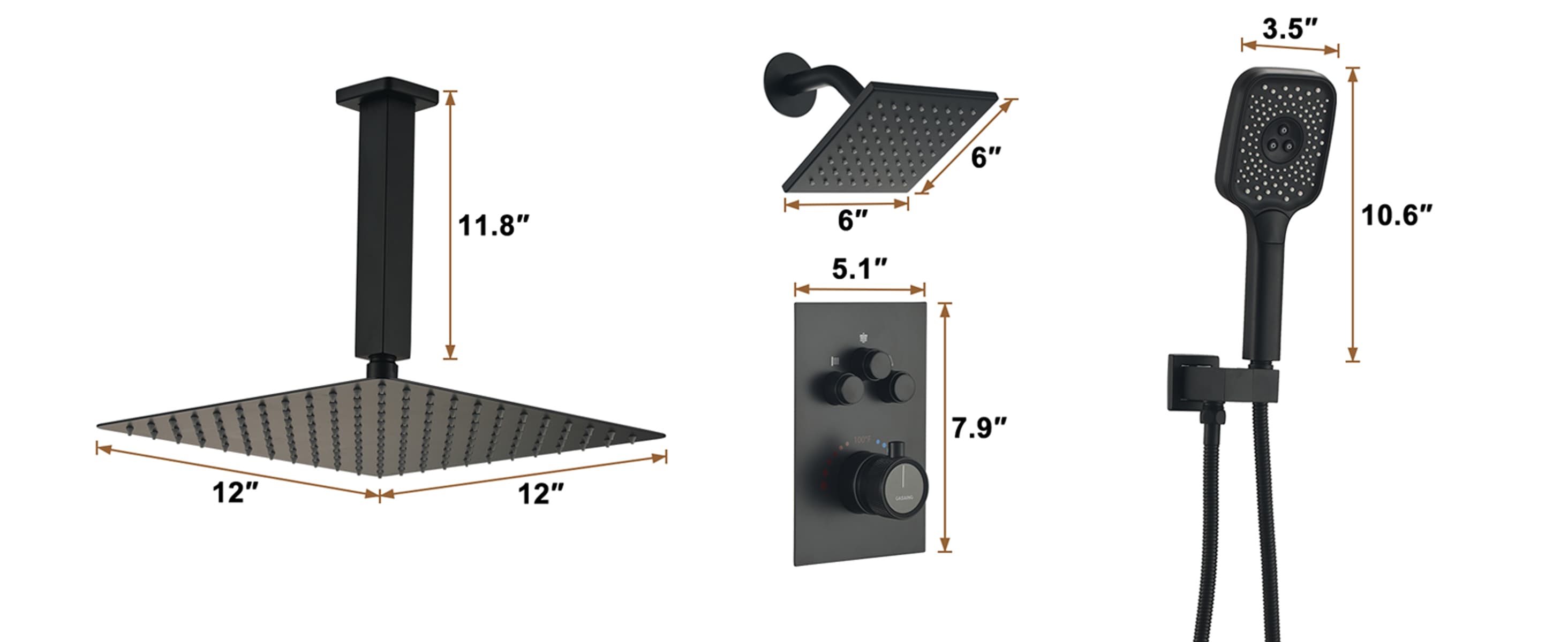 CASAINC TC09-BN Showerhead-Bar-Panels - View #13