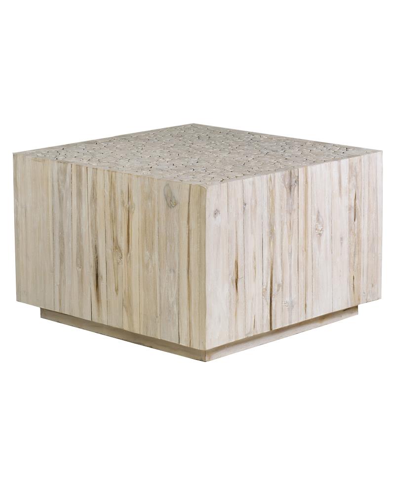 East at Main TT-SY-AG301-WW Washed Teak Wood Casual Coffee Table