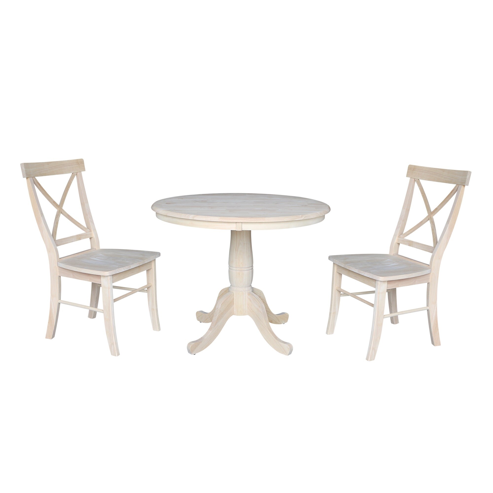 International Concepts K-36RT-C613-2 Unfinished Casual Dining Room Set with Round Table (Seats 2)
