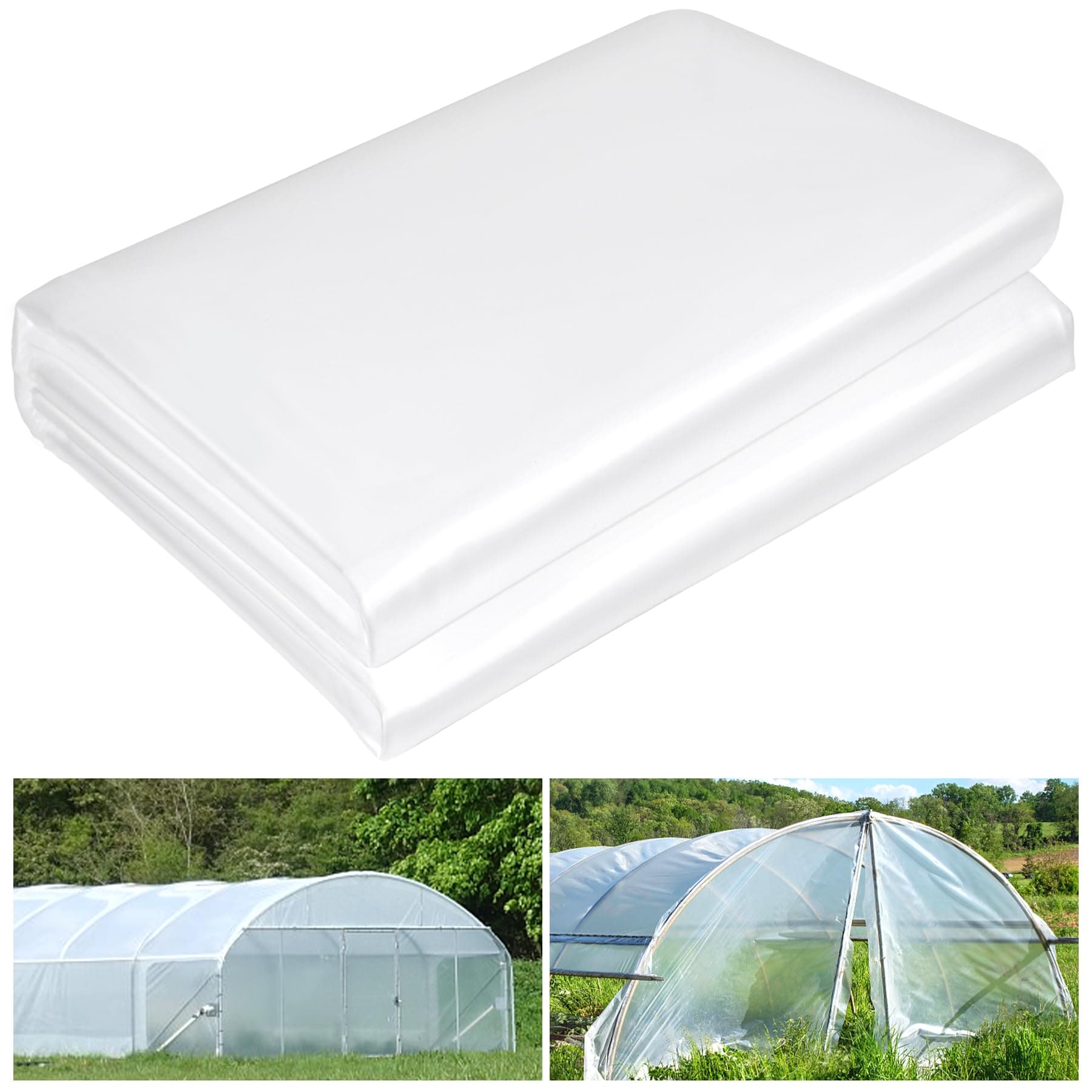 KHKFY  16 x 26 FT Clear Greenhouse Plastic Sheeting 6 Mil Polyethylene Film Heavy Duty Water Sun Frost Wind Dust Resistant Winter Hoop House