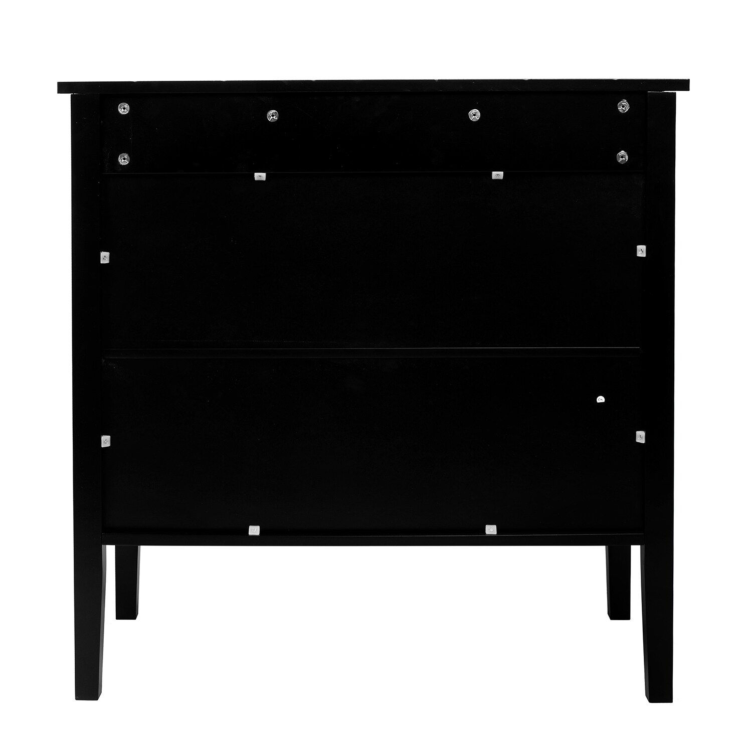 SINOFURN Vintage Look Black Wood Storage Cabinet with Antique Brass Metal Handle
