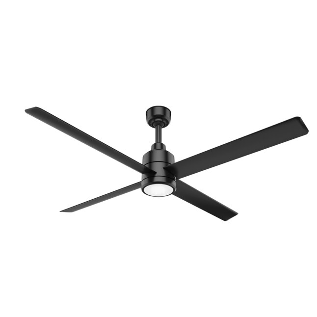 Hunter Trak 84 In Matte Black Led Indoor Outdoor Ceiling Fan With Light Remote 4 Blade The Fans Department At Com - Ceiling Fan Replacement Glass Bunnings