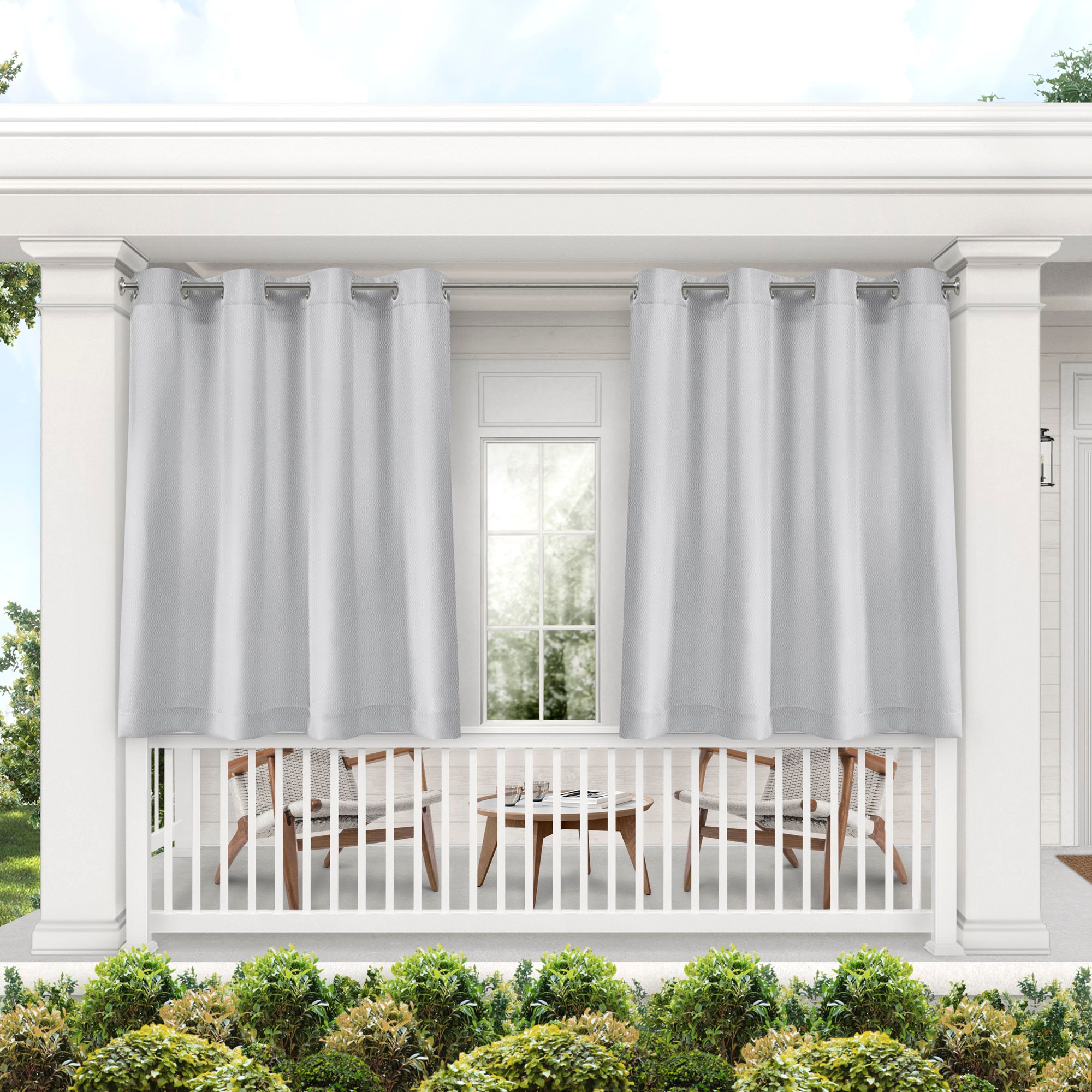 Exclusive Home YA013547DSEHA1 A419 63-in Outdoor Cloud grey Light filtering Grommet Curtain panel pair