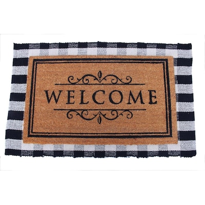 Cotton Buffalo Plaid Rugs Black and White Checkered Rug Welcome Door Mat 5 Size 