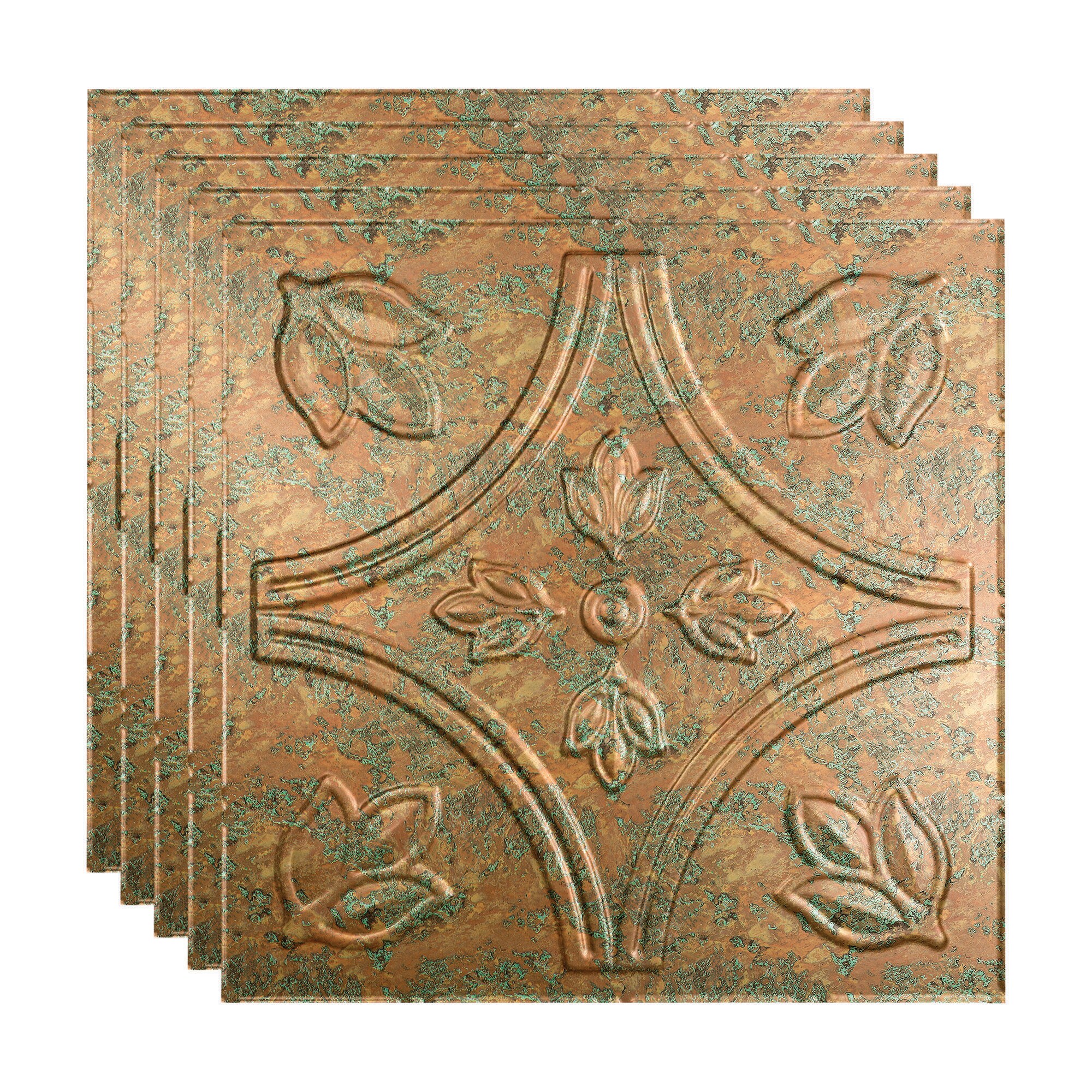 Fasade PL7011 2-ft x 2-ft Traditional 5 Copper Fantasy PVC Drop Ceiling Tile ( 5 -Pack, 20-Sq. Feet / Case )