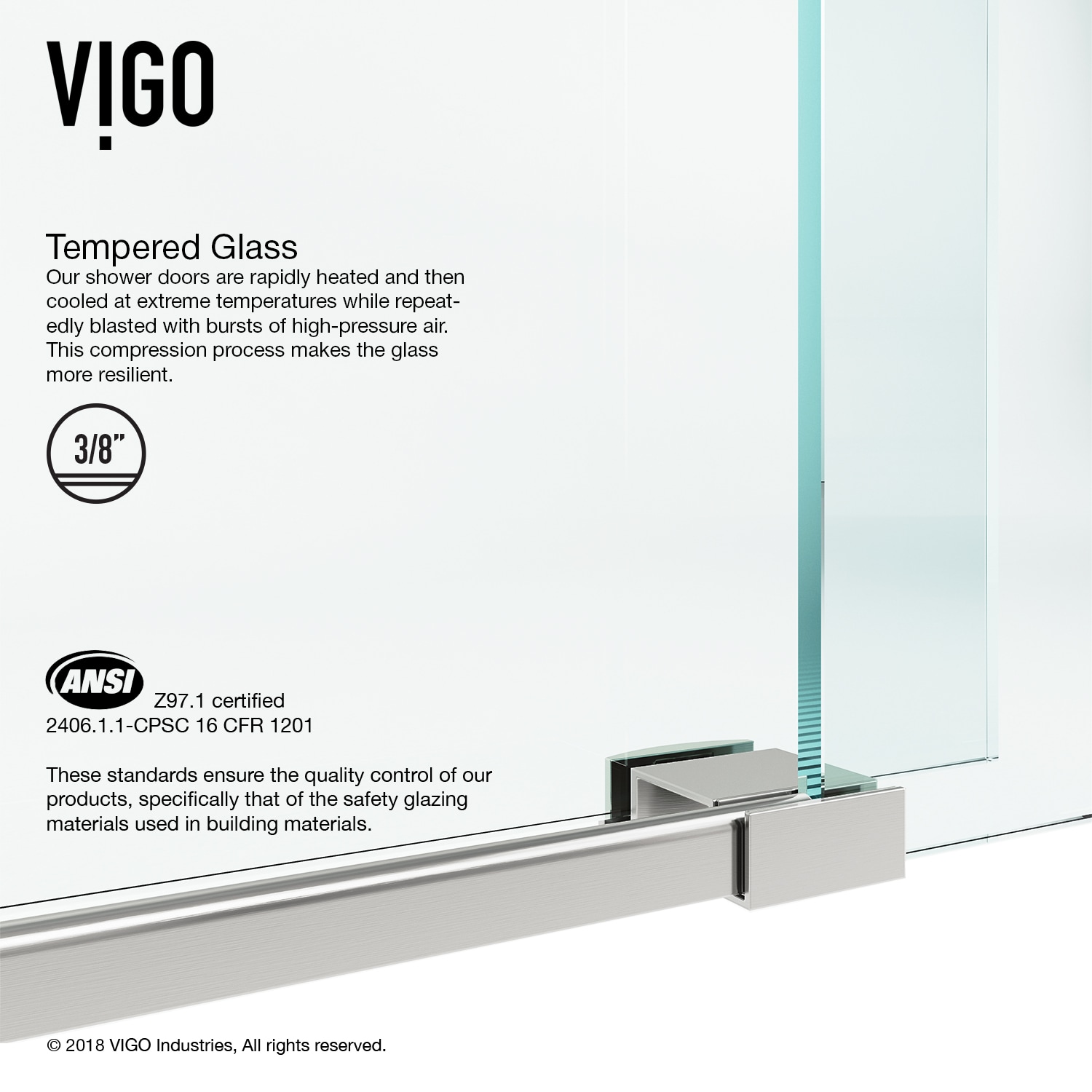 VIGO Ferrara Stainless Steel 72-in to 73-in W x 74-in H Frameless ...