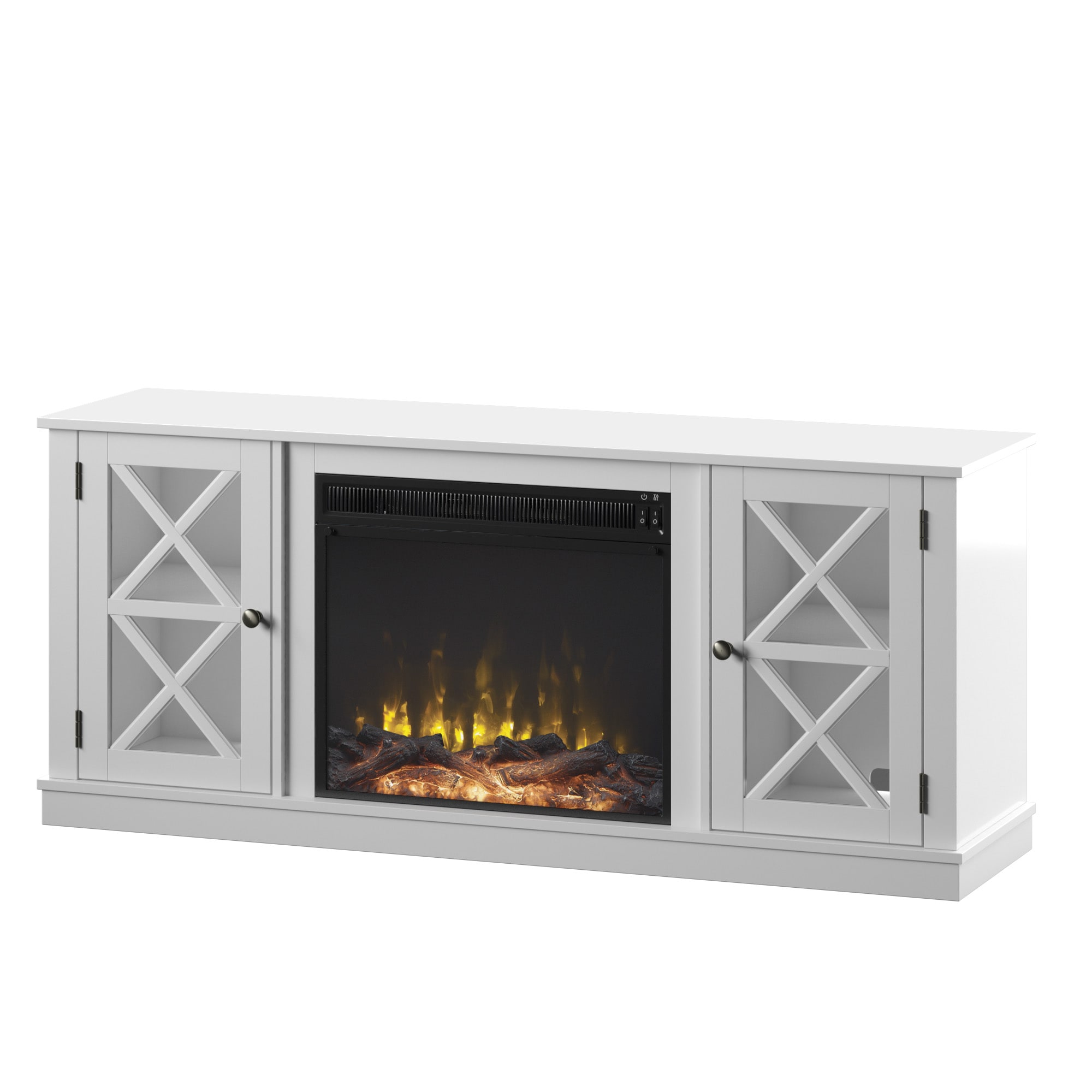 59.5-in W White TV Stand with LED Electric Fireplace | - ClassicFlame 23MM6092-PT85S