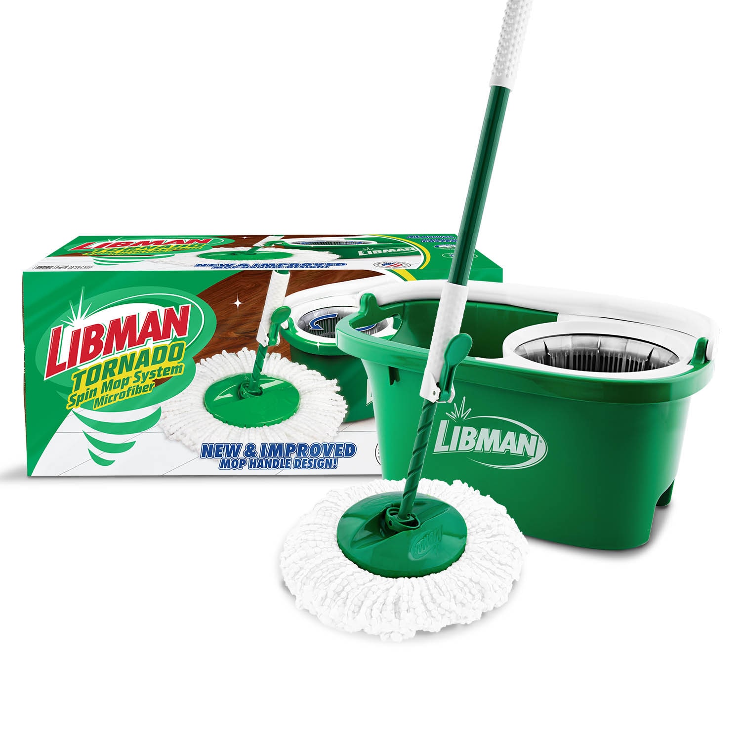 Libman Tornado Spin Mop with Microfiber Head - Adjustable Handle, No-Spill Bucket - Commercial/Residential - Antimicrobial - Easy Cleaning