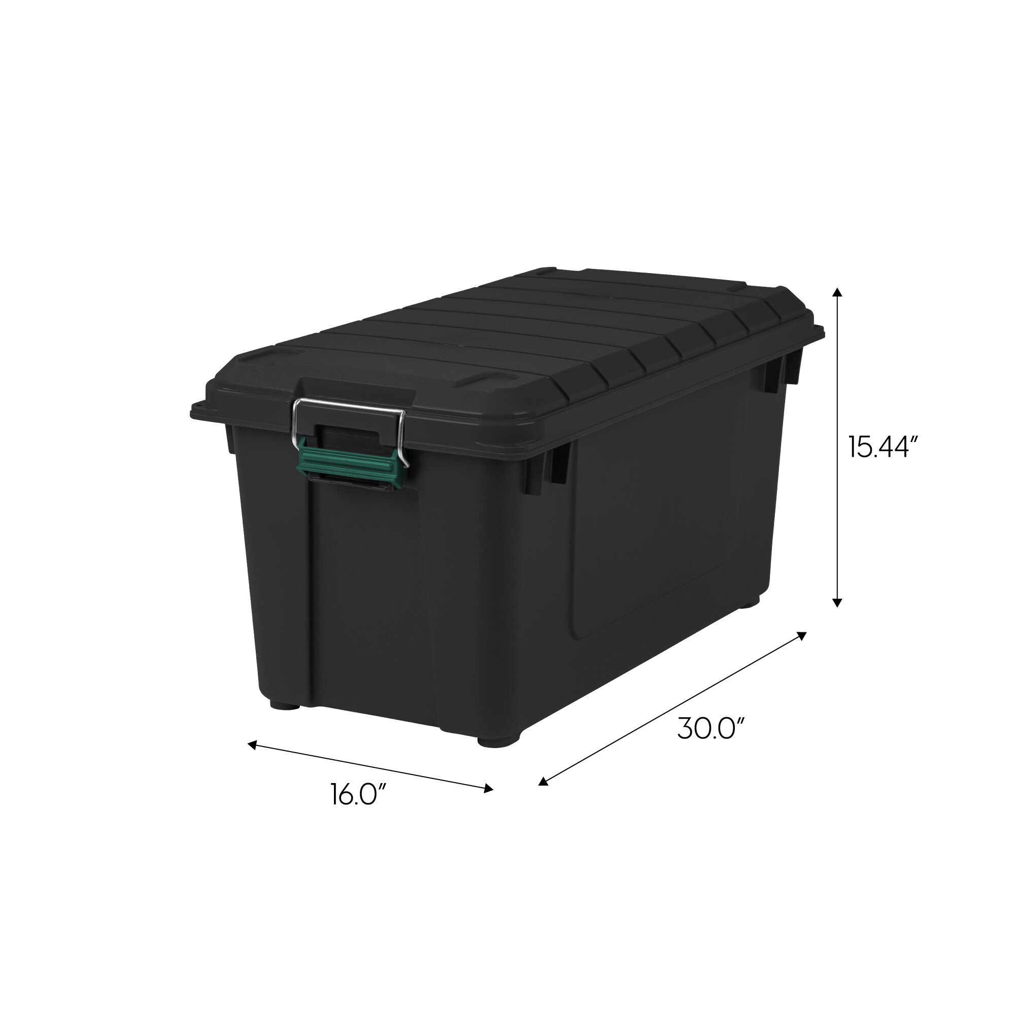 IRIS Weathertight Plastic Storage Containers With Latch Lids 15 38 x 16 x  30 Black Case Of 4 - Office Depot