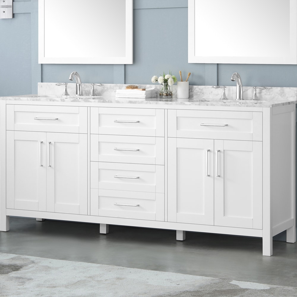 OVE Decors Tahoe 72-in White Undermount Double Sink Bathroom Vanity ...