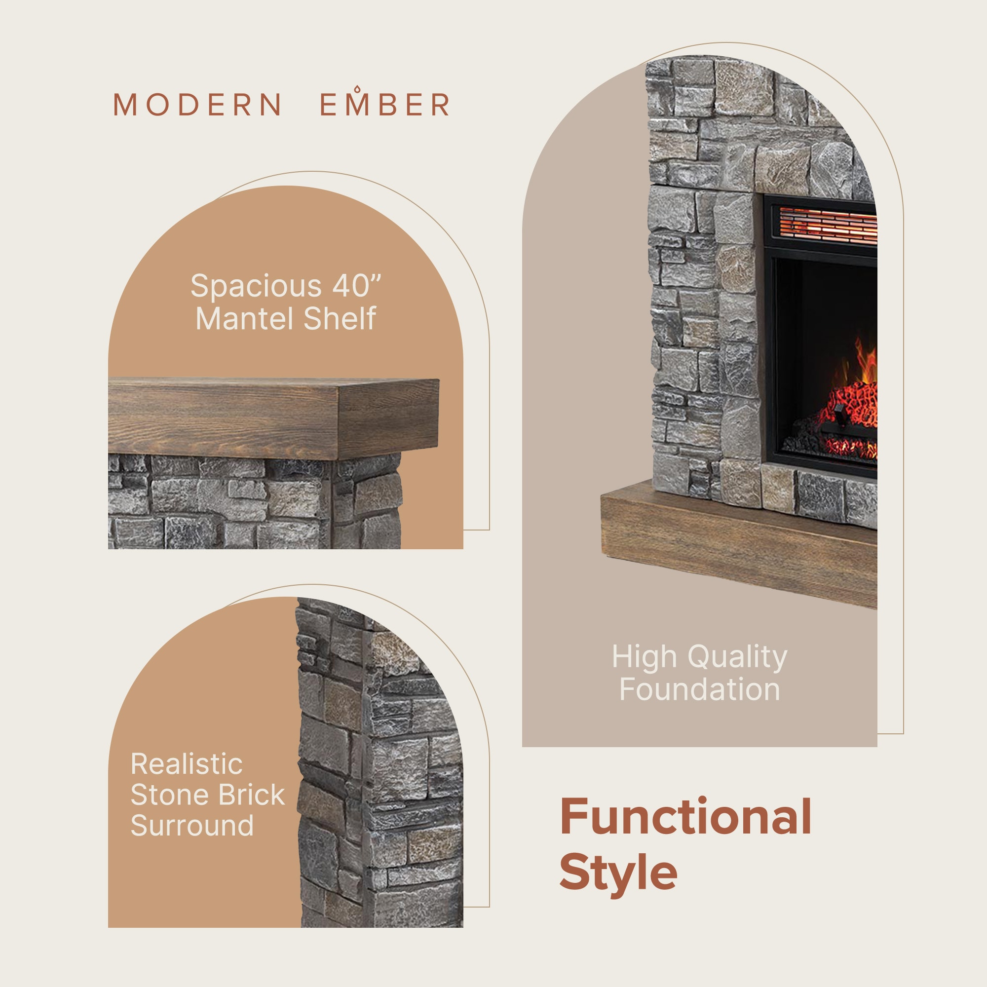 Modern Ember ME-RAE-STN-18 Electric-Fireplaces - View #3