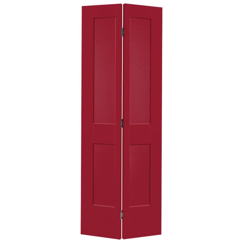 Masonite 826496 Logan 24-in x 80-in Barn Red 2-panel square Smooth Hollow core Prefinished Molded composite Closet Bifold Door ( Hardware Included )