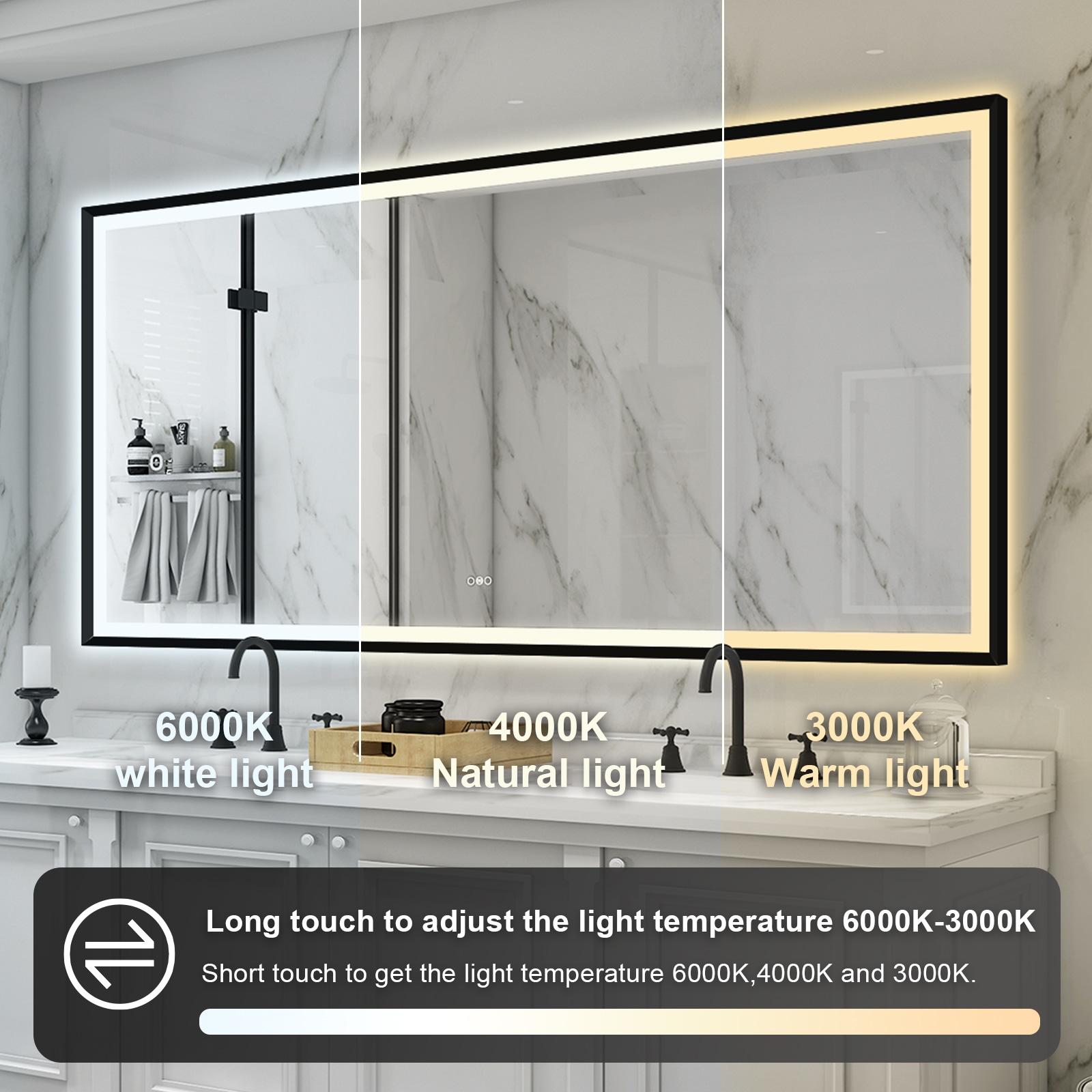 WELLFOR W6FM8440MB Framed-Bath-Mirrors - View #6