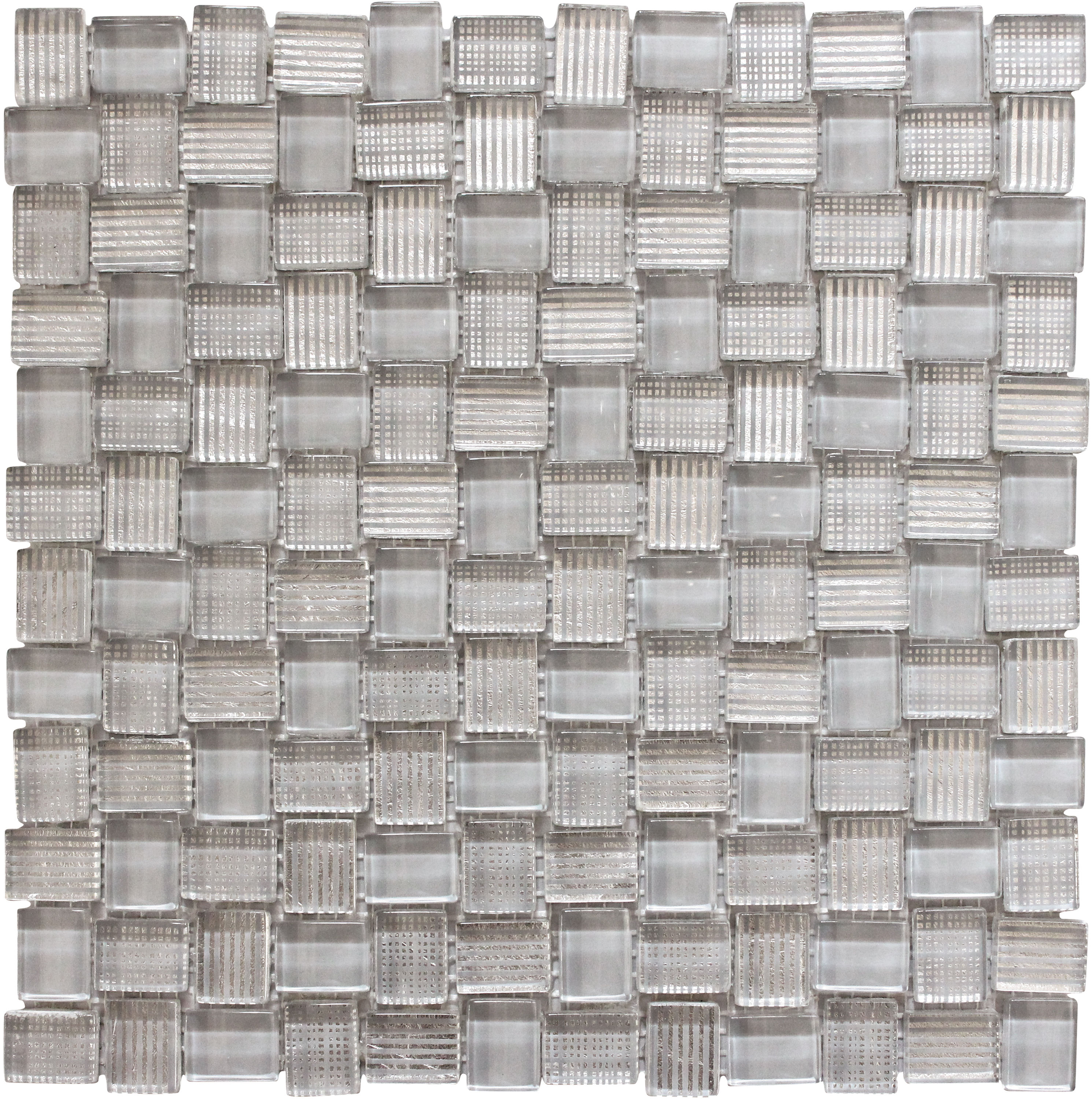 Apollo Tile APLBL8805WGASAMPLE (Sample) Sparta Gray 4-in x 4-in Glossy Marble Basketweave Patterned Thinset Mortar Floor and Wall Tile