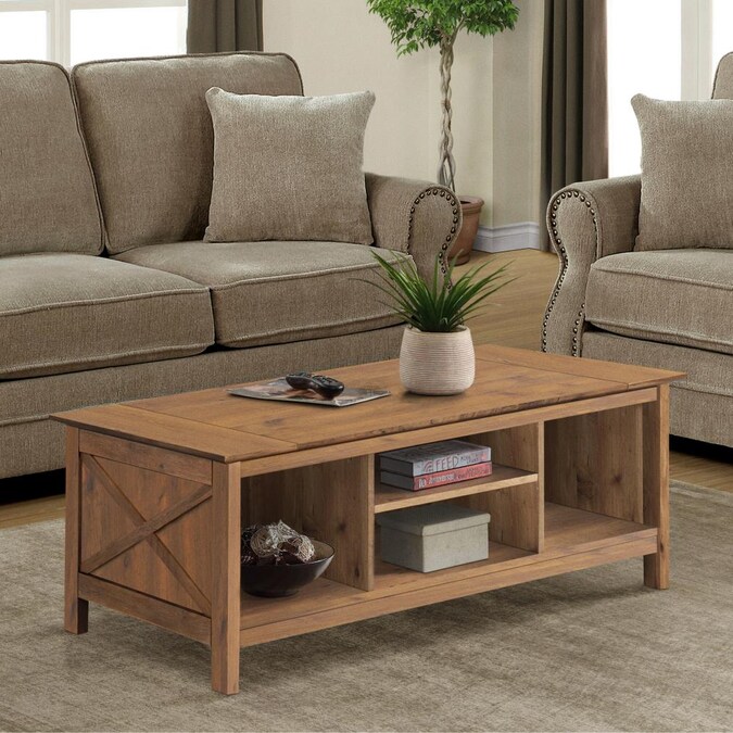 Coffee Tables Saint Birch Houstin Rustic Brown Wood Coffee Table in the Coffee Tables  department at Lowes.com